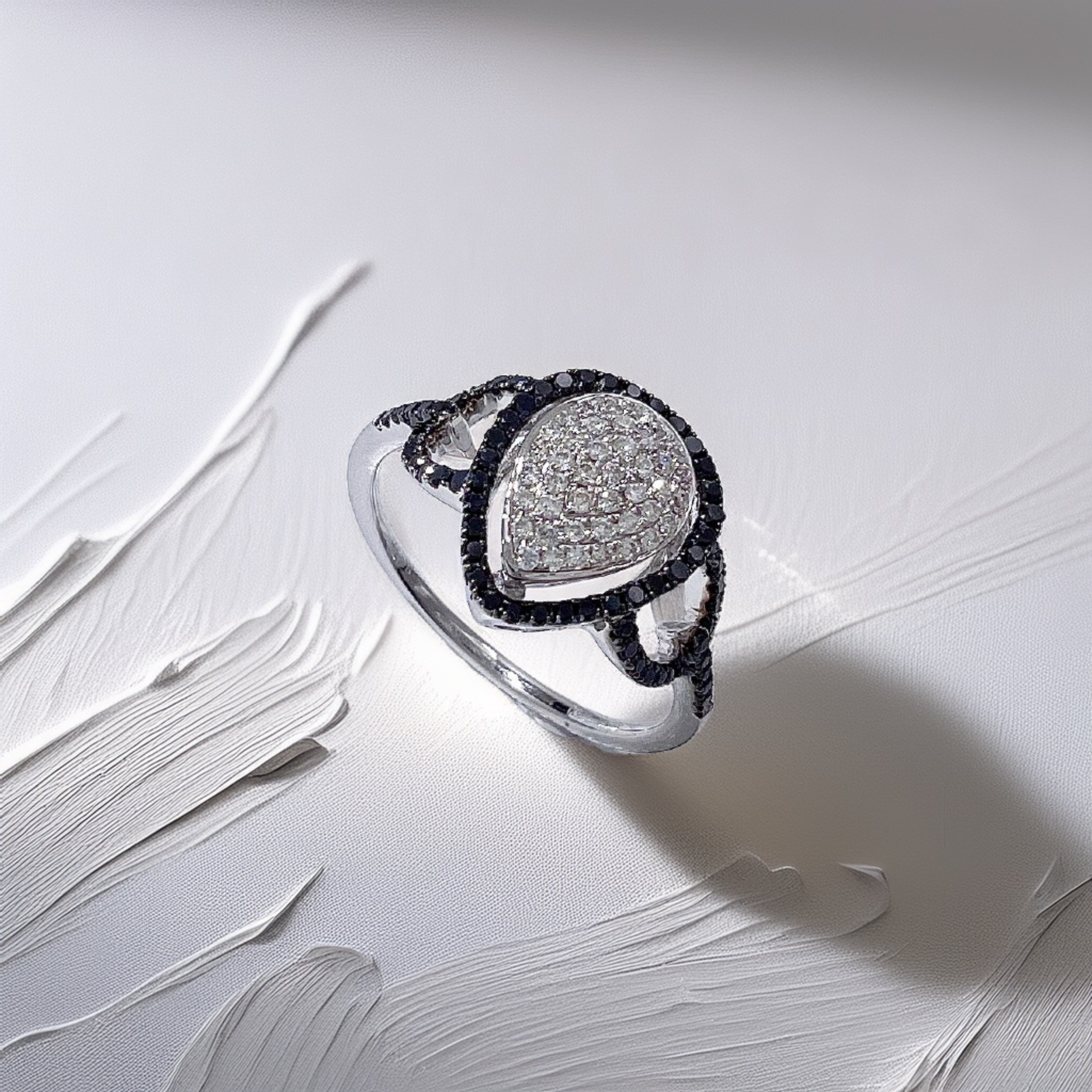 Black And White Diamond Ring White Gold 0.50 tcw