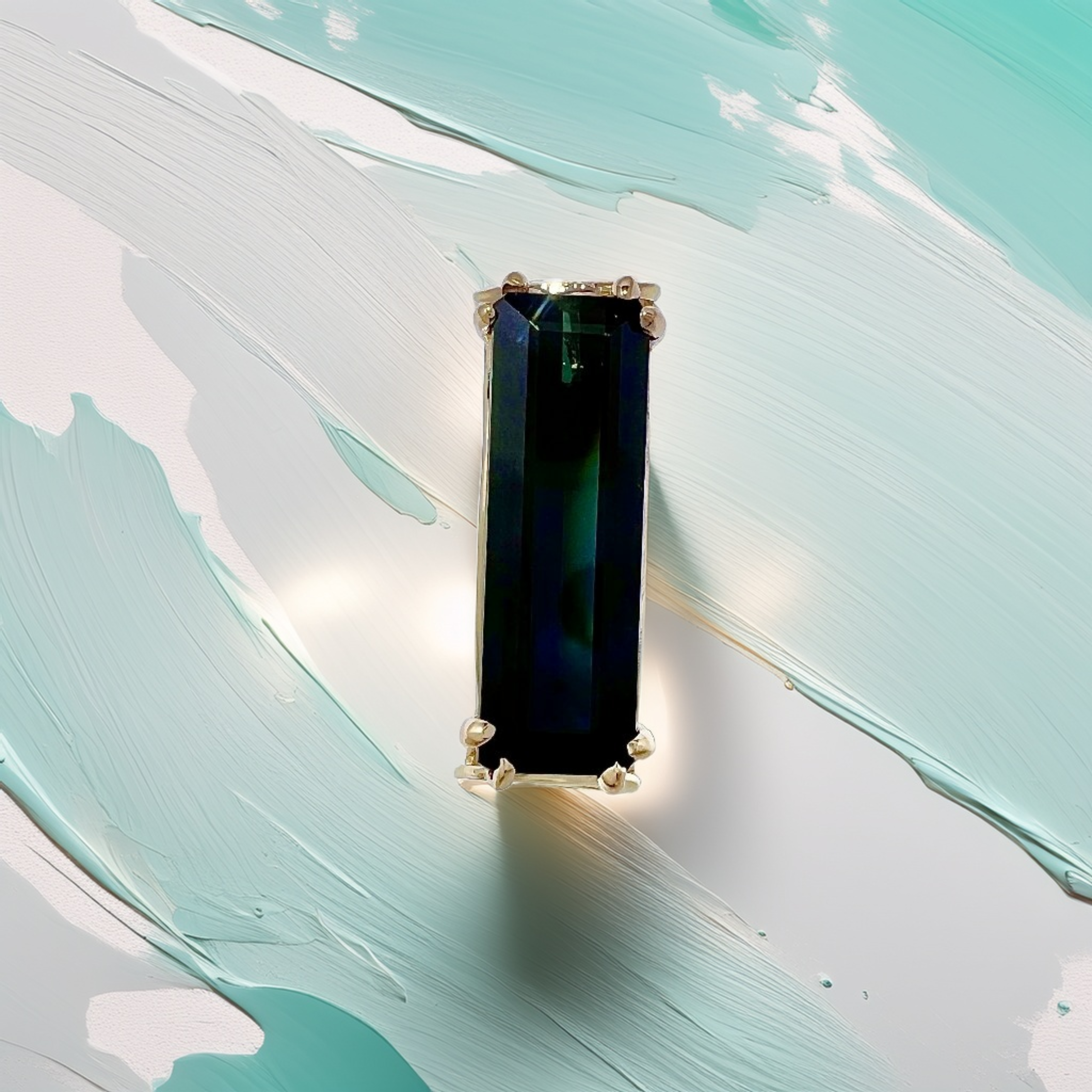 Blue-Green Tourmaline Ring | Statement Ring