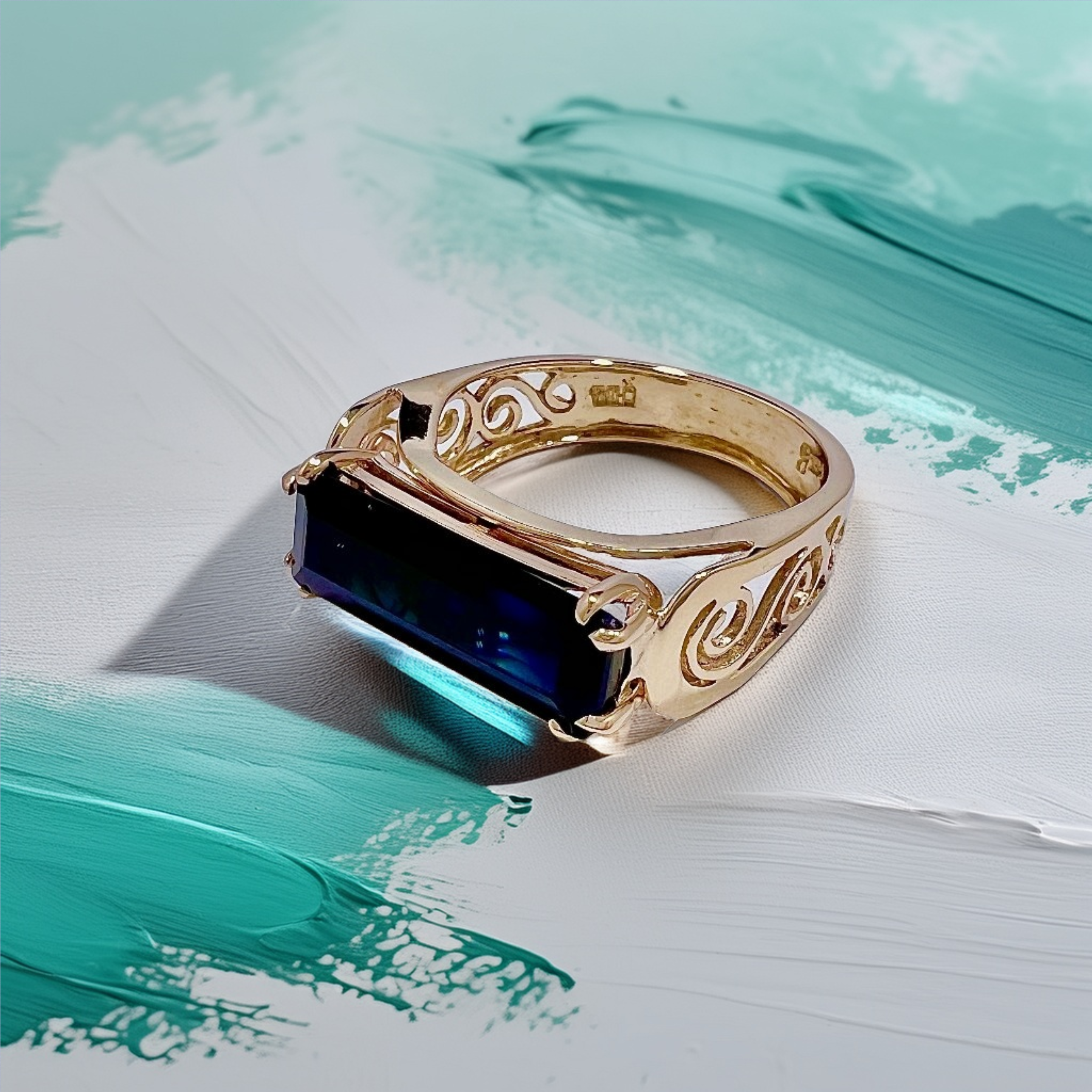 Blue-Green Tourmaline Ring | Statement Ring