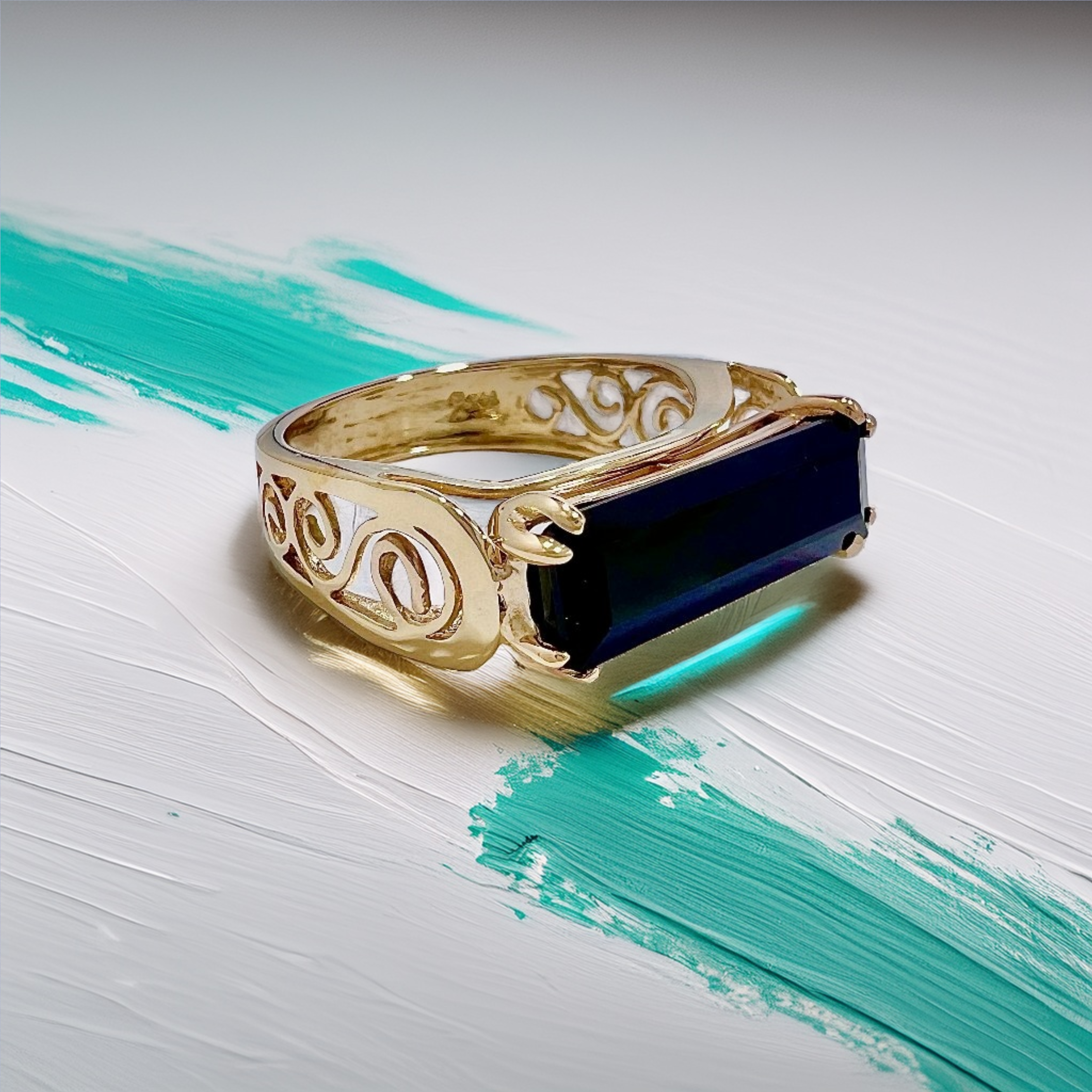 Blue-Green Tourmaline Ring | Statement Ring