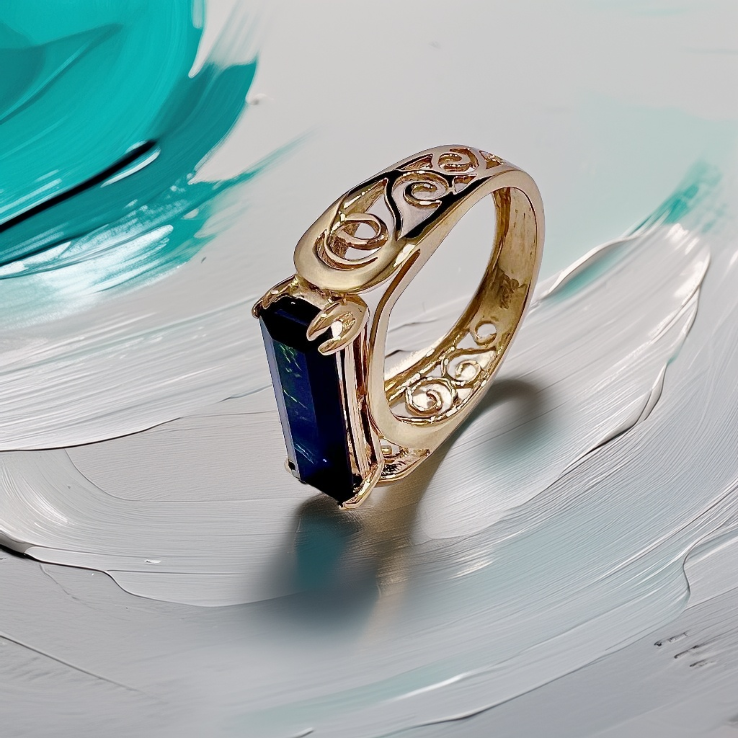 Blue-Green Tourmaline Ring | Statement Ring