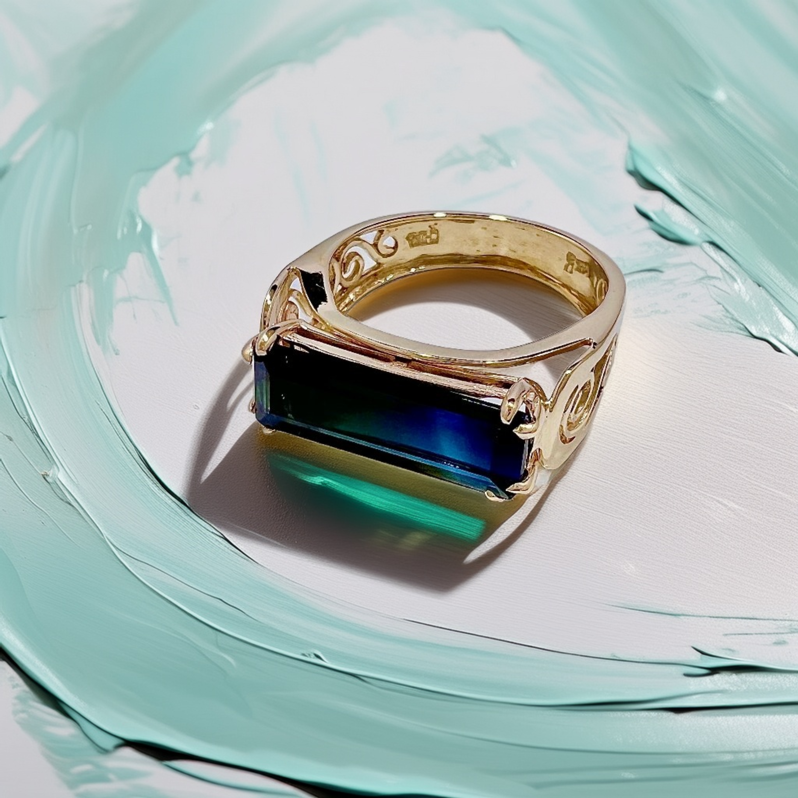 Blue-Green Tourmaline Ring | Statement Ring