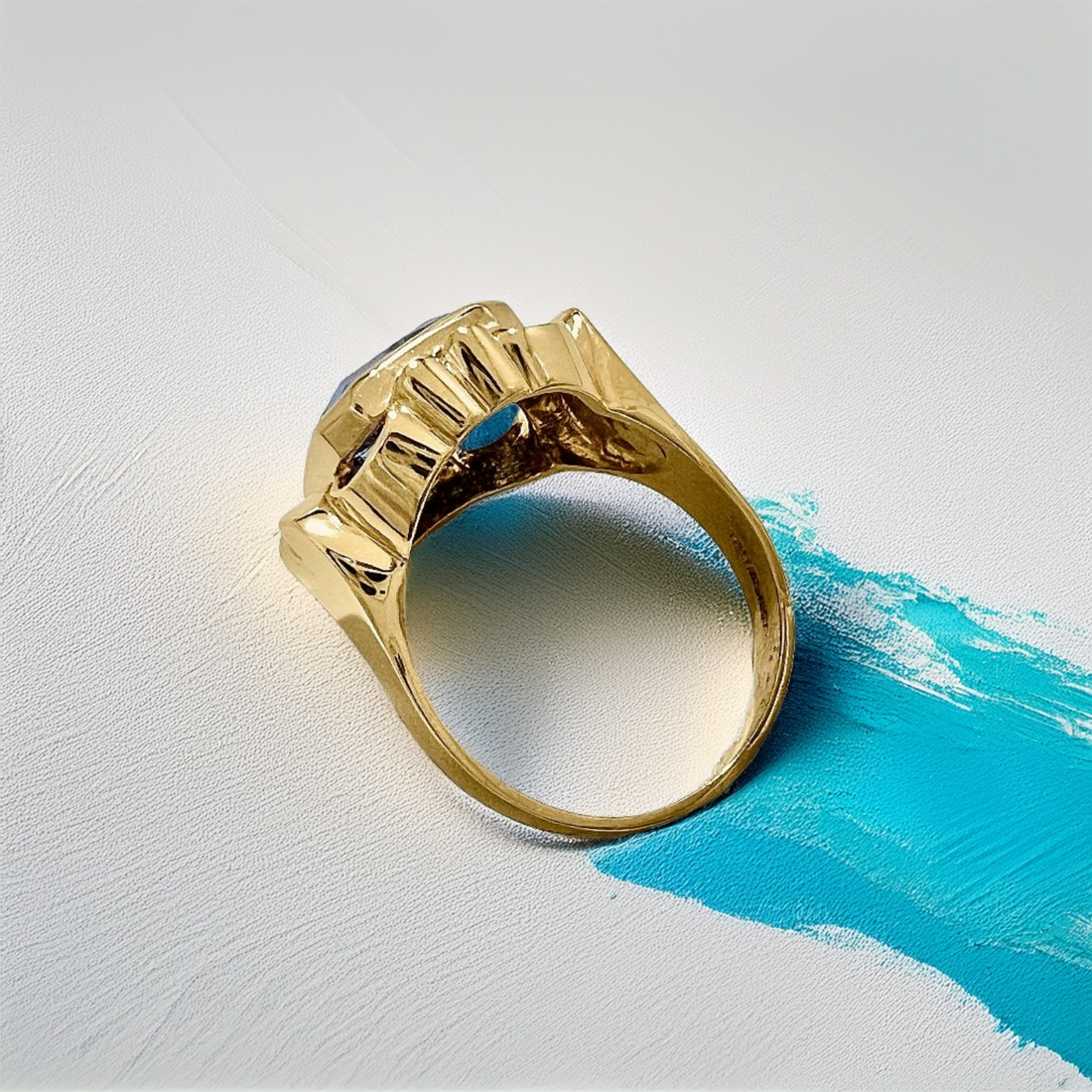 Emerald-Cut Blue Topaz Ring | Statement Ring
