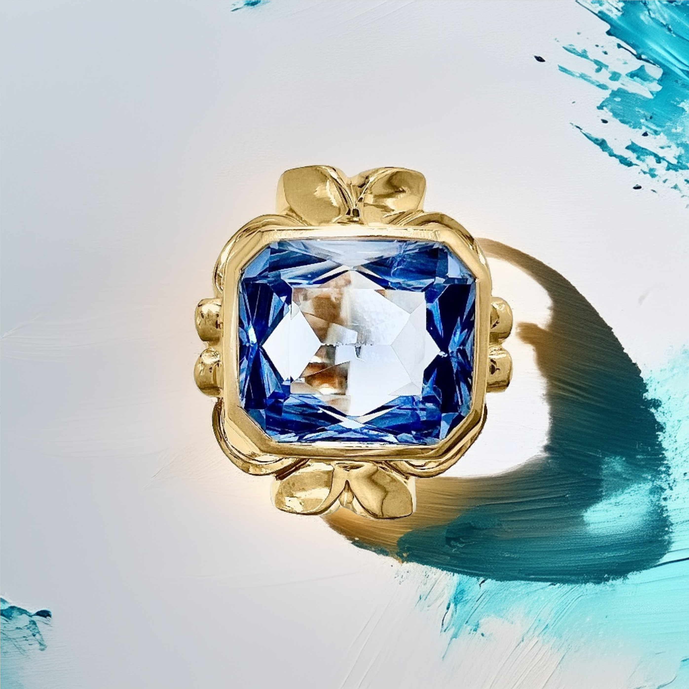 Emerald-Cut Blue Topaz Ring | Statement Ring
