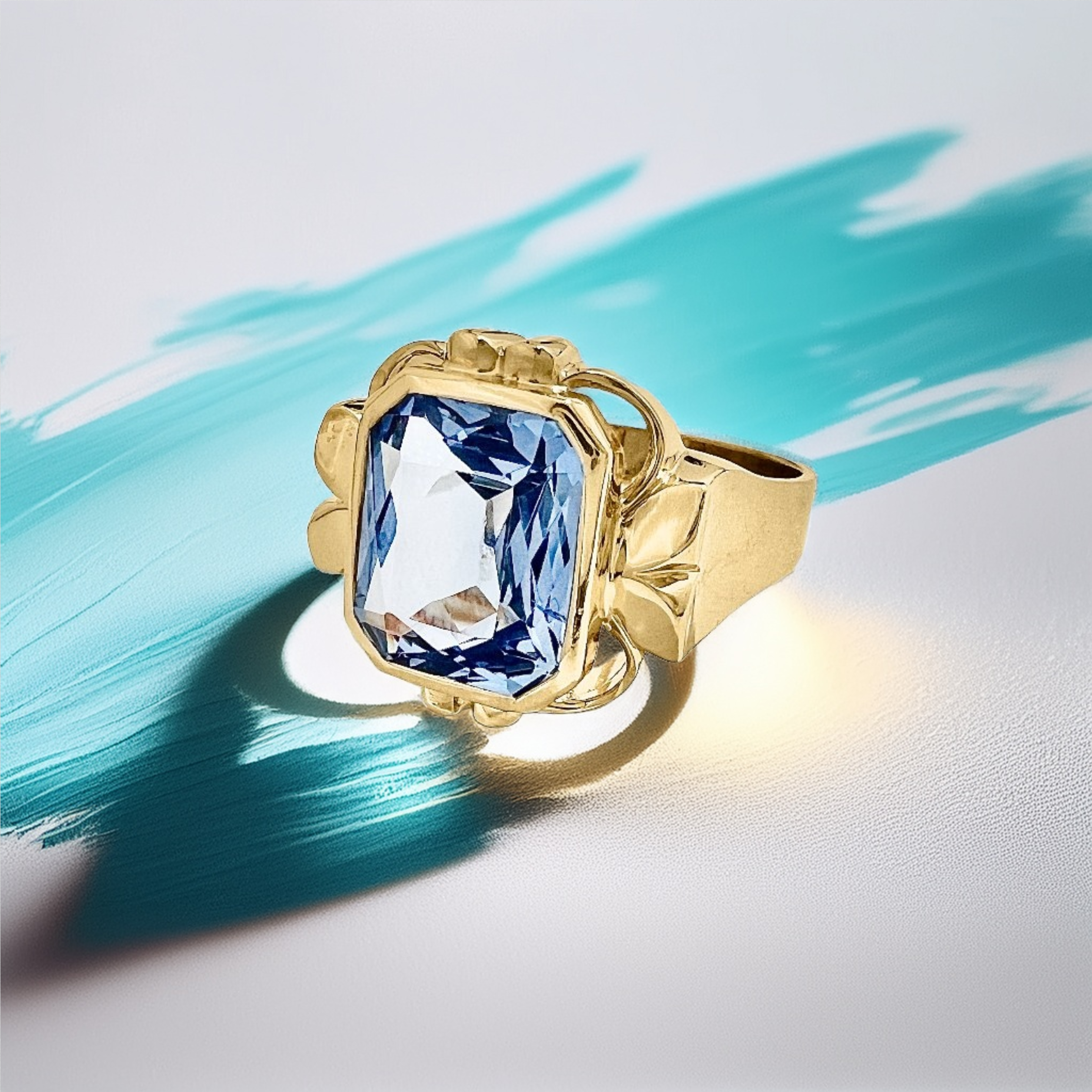 Emerald-Cut Blue Topaz Ring | Statement Ring