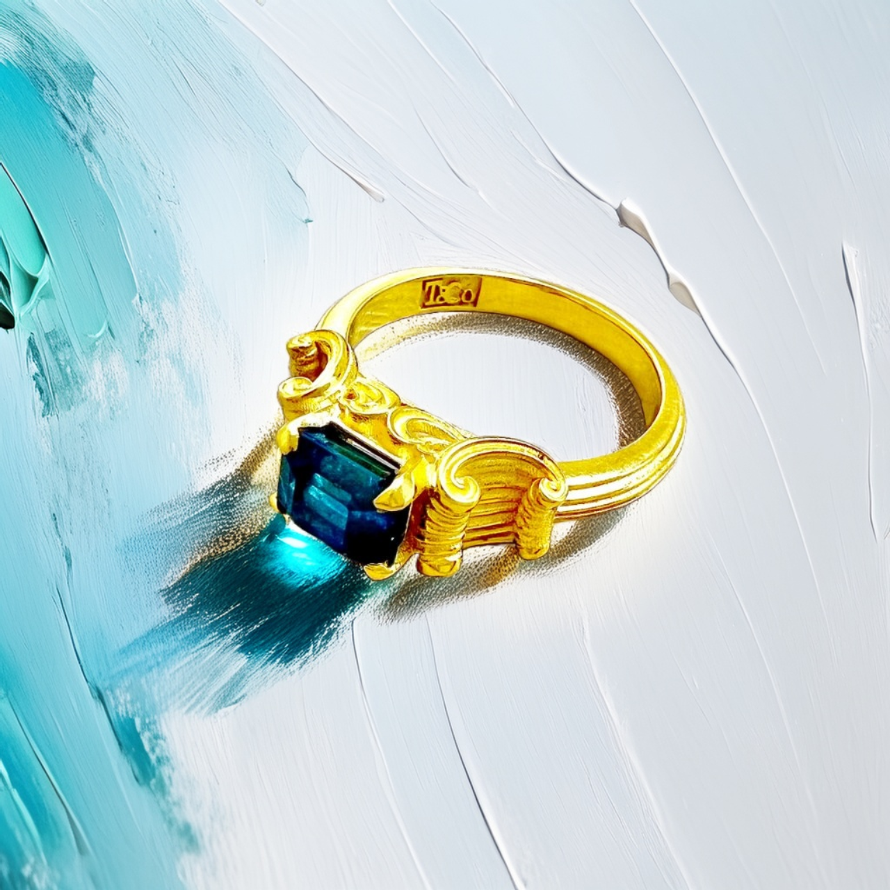 Bi-Color Blue Tourmaline Ring 1.52tcw