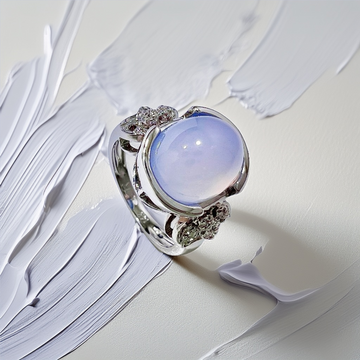 Cabochon Chalcedony Diamond Ring