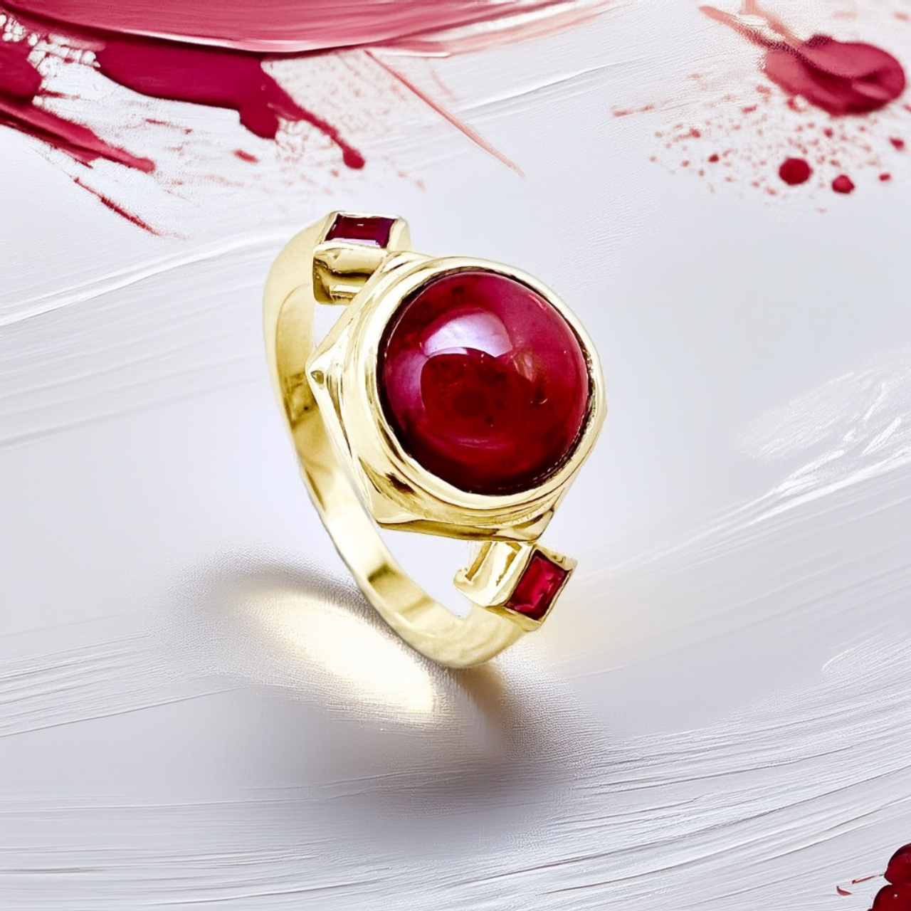 Cabochon Garnet Ring | Statement Ring