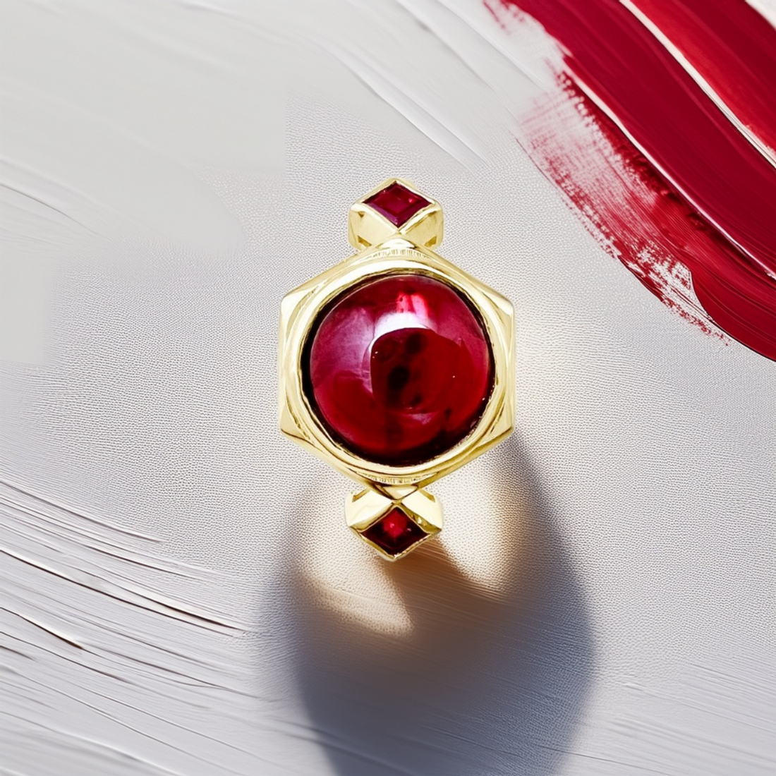 Cabochon Garnet Ring | Statement Ring
