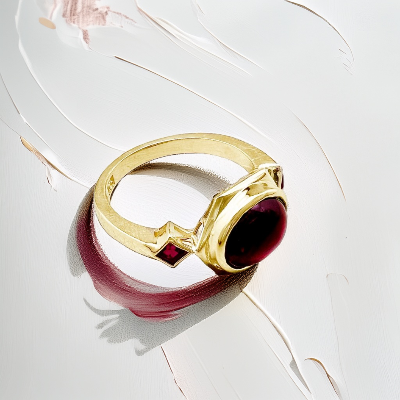 Cabochon Garnet Ring | Statement Ring