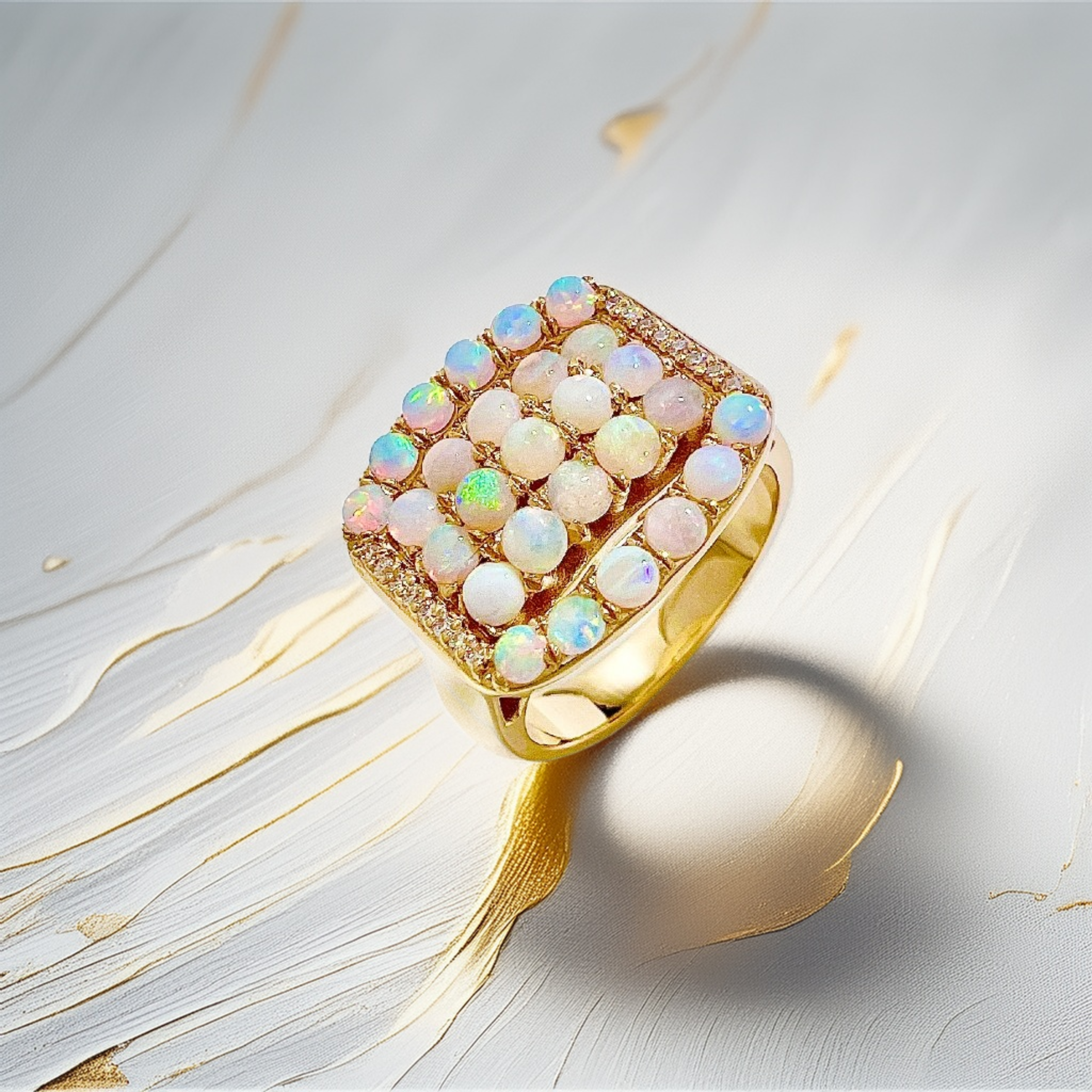 Cabochon Opal Diamond Ring