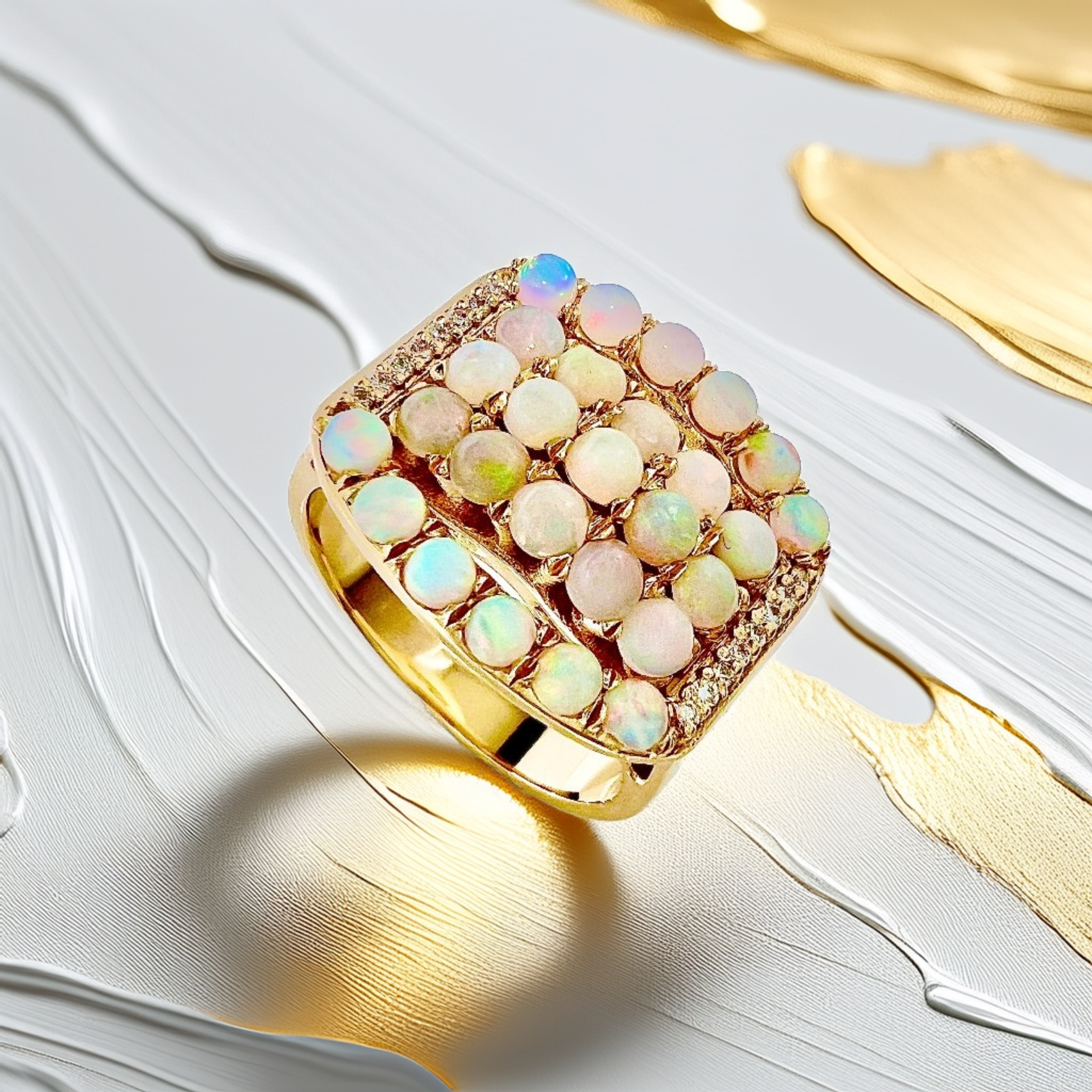 Cabochon Opal Diamond Ring