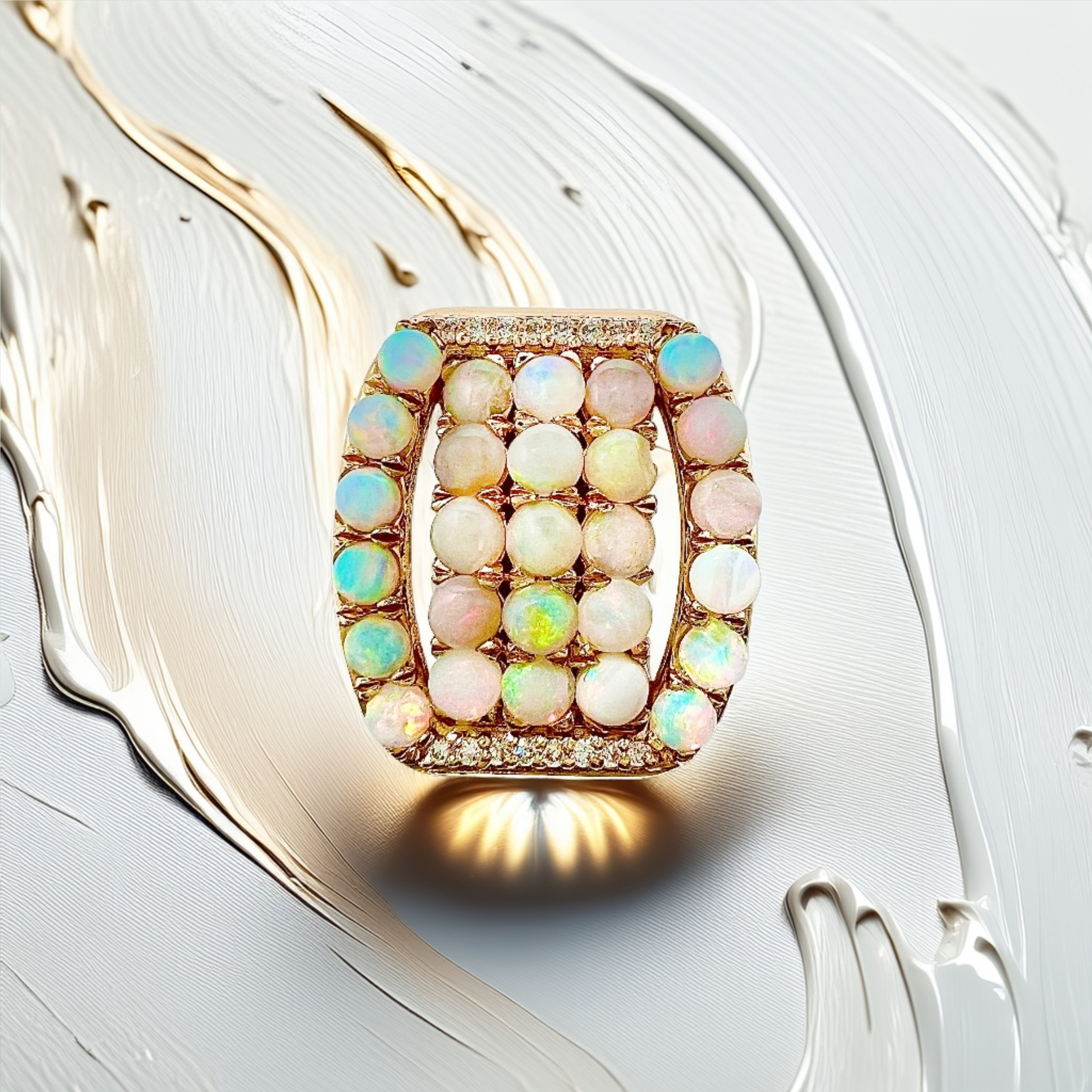 Cabochon Opal Diamond Ring