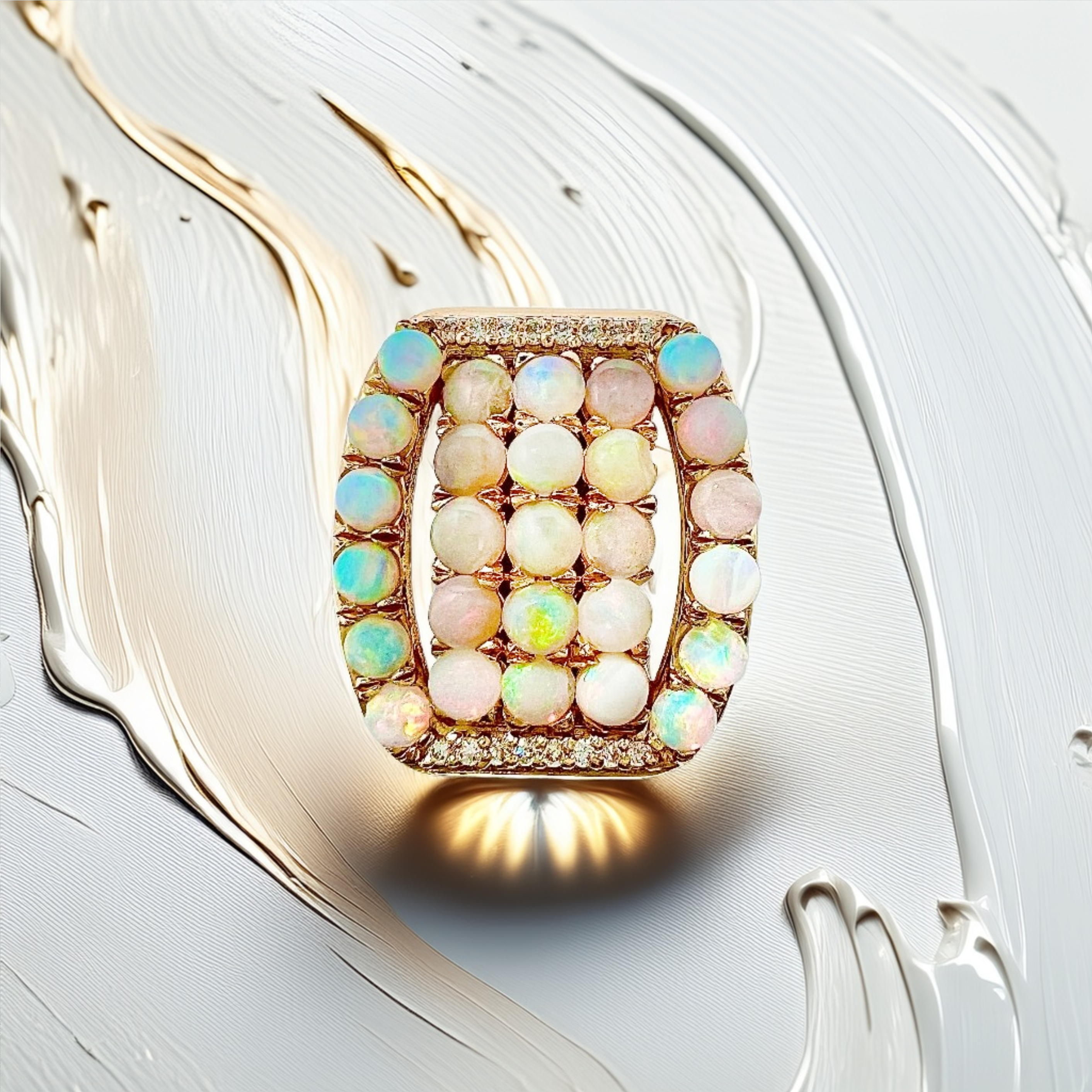 Cabochon Opal Diamond Ring