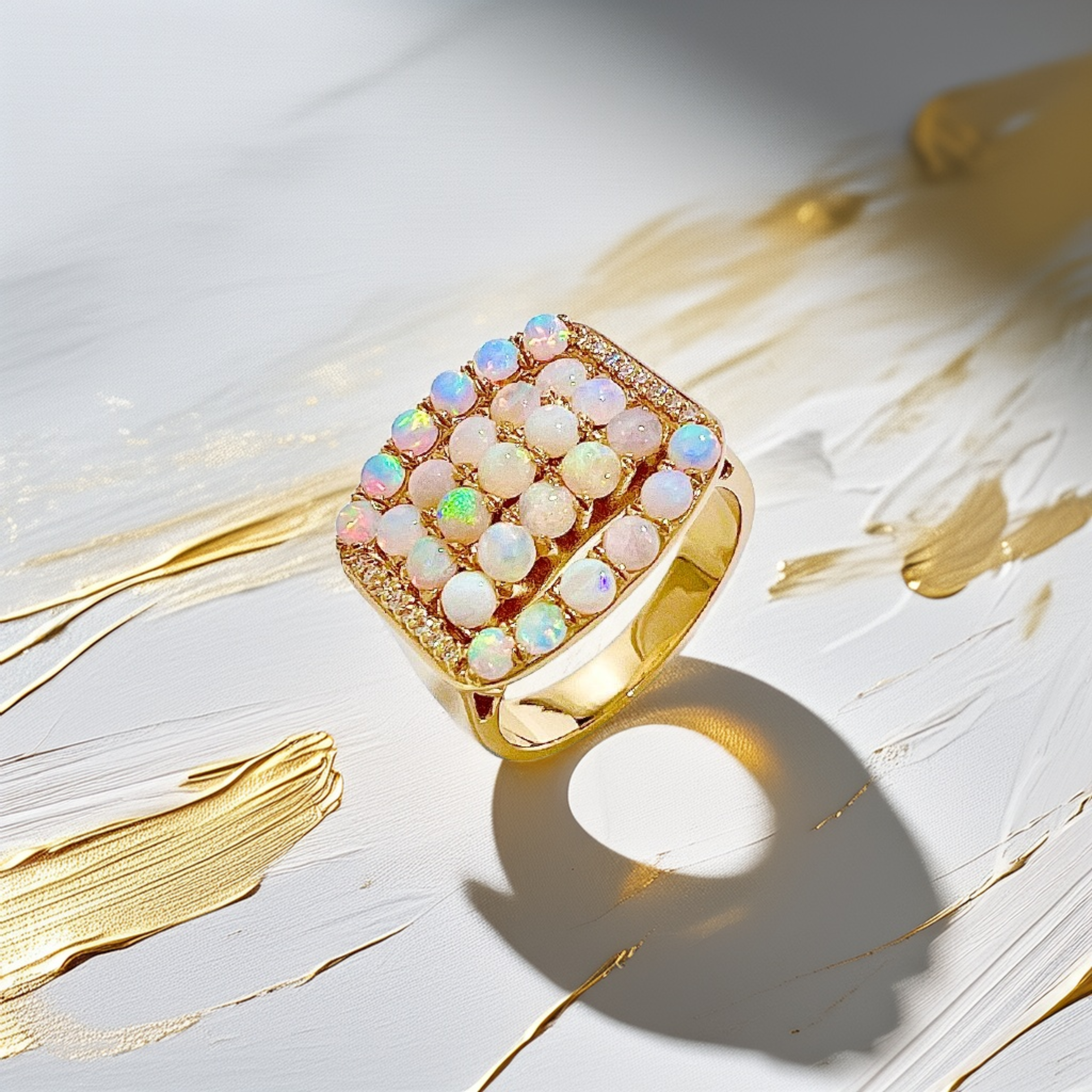 Cabochon Opal Diamond Ring