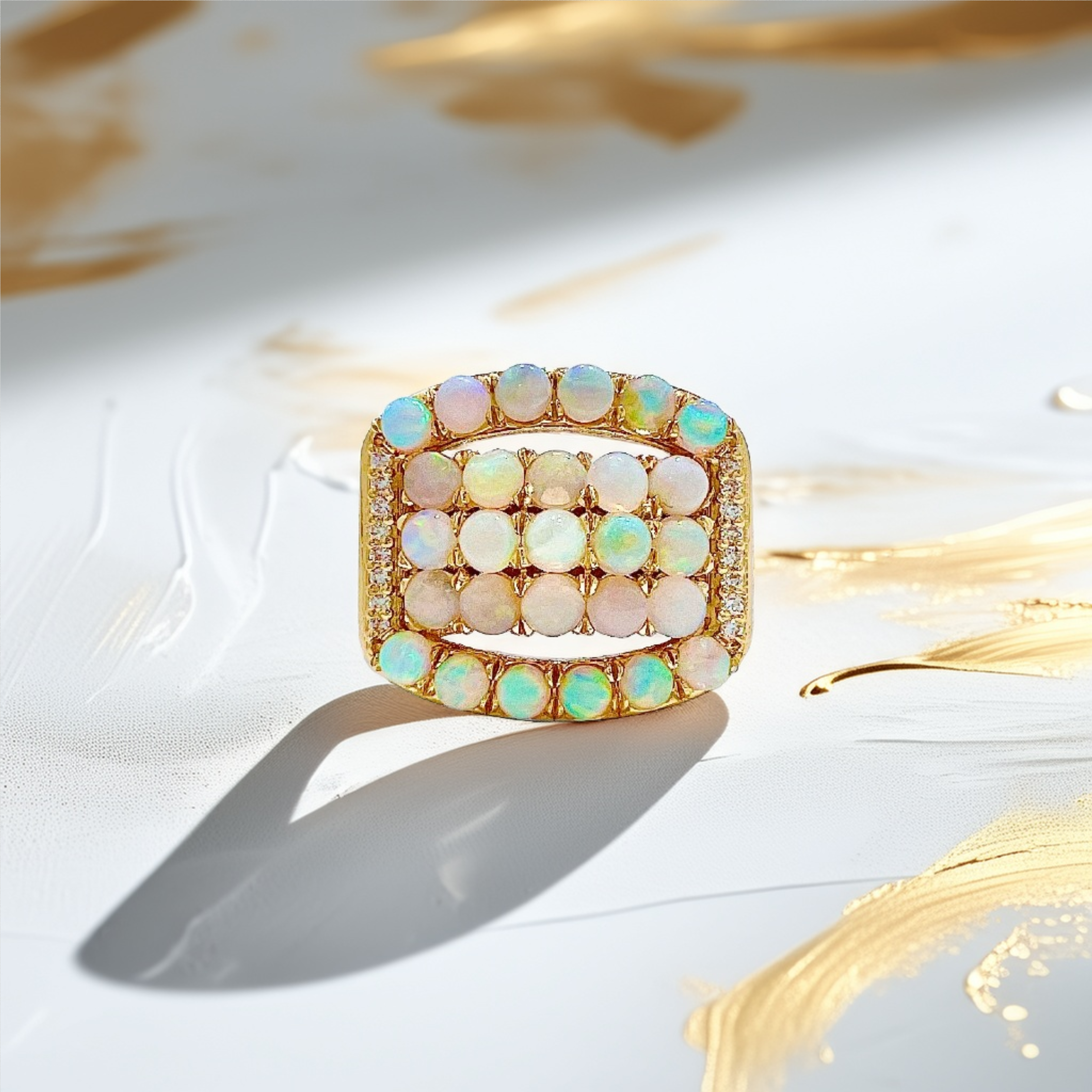 Cabochon Opal Diamond Ring