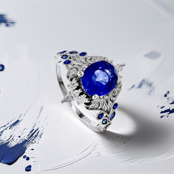 Oval-Cut Sapphire Diamond Engagement Ring 3.10tcw