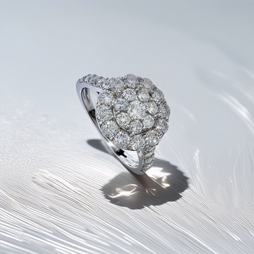 Cluster Halo Diamond Engagement Ring 1.20tcw