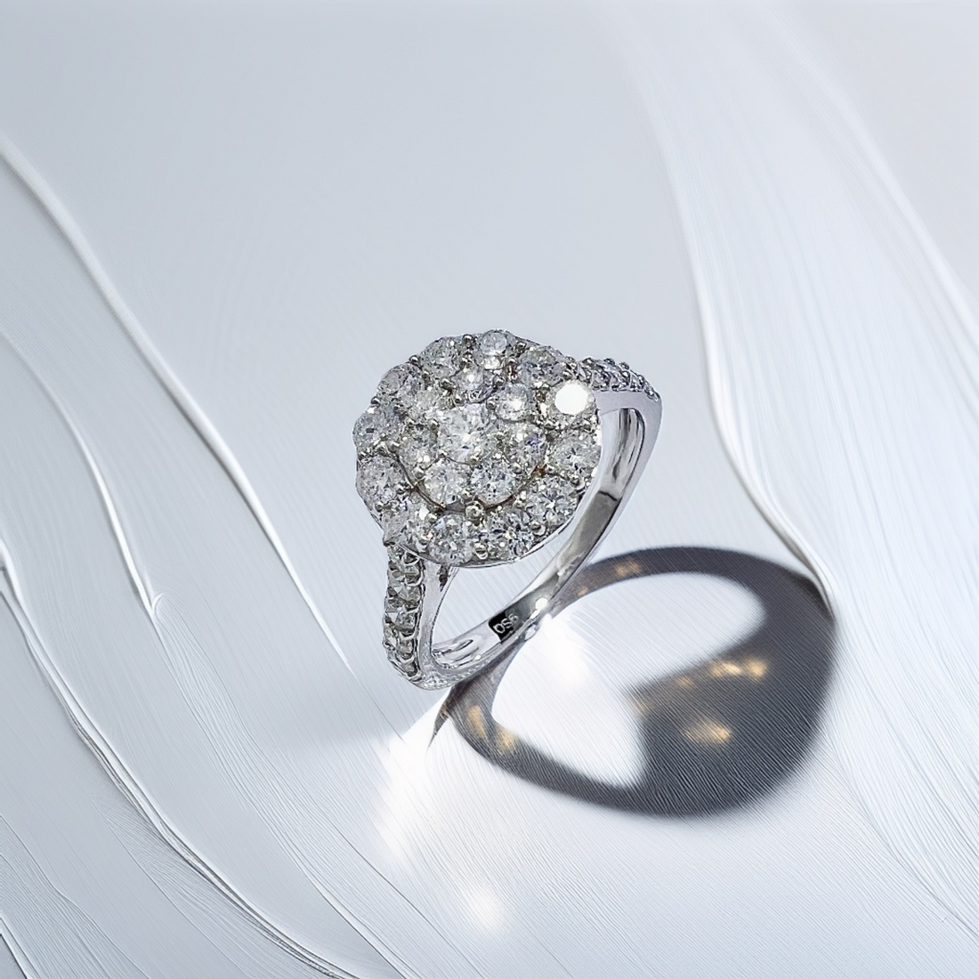 Cluster Halo Diamond Engagement Ring 1.20tcw