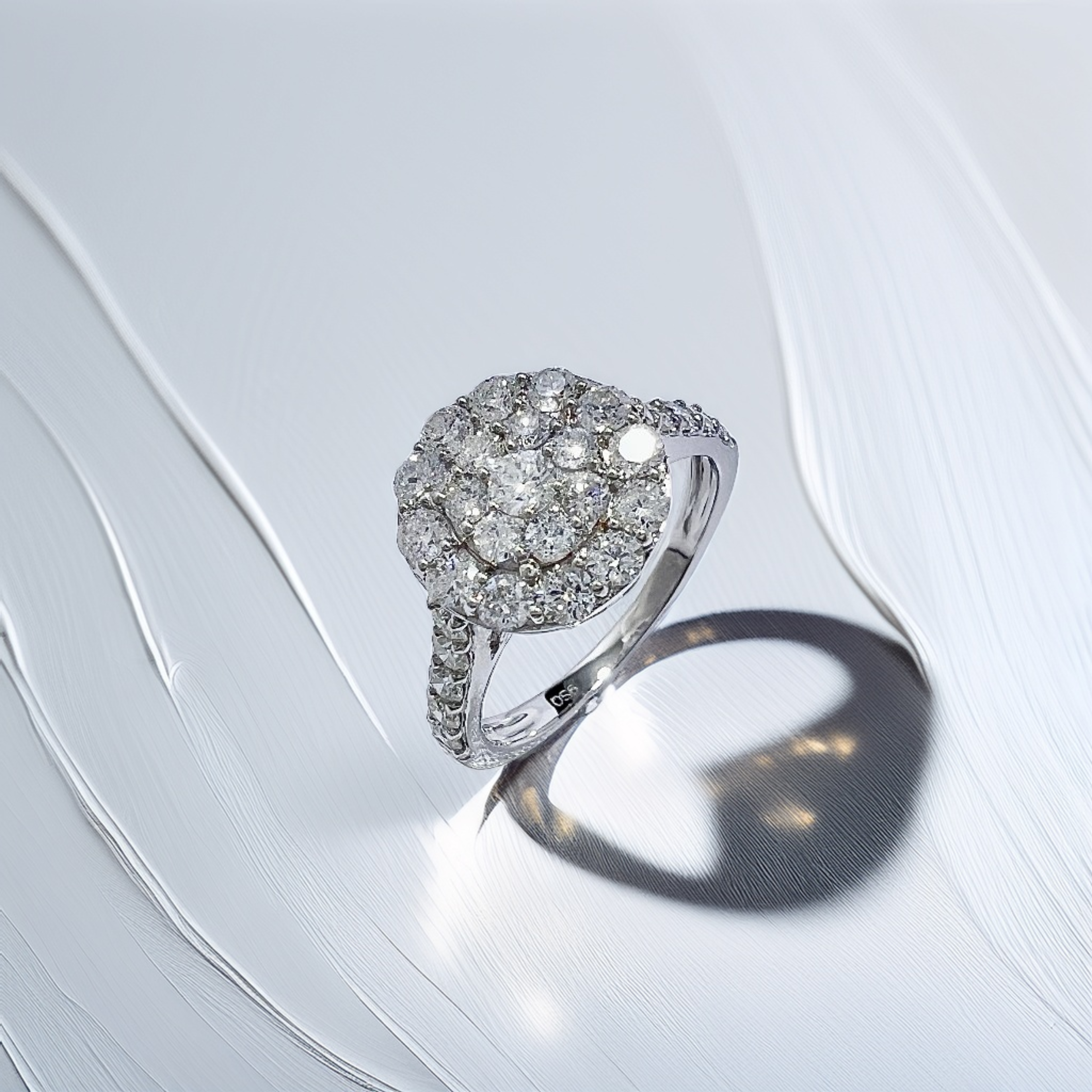 Cluster Halo Diamond Engagement Ring 1.20tcw