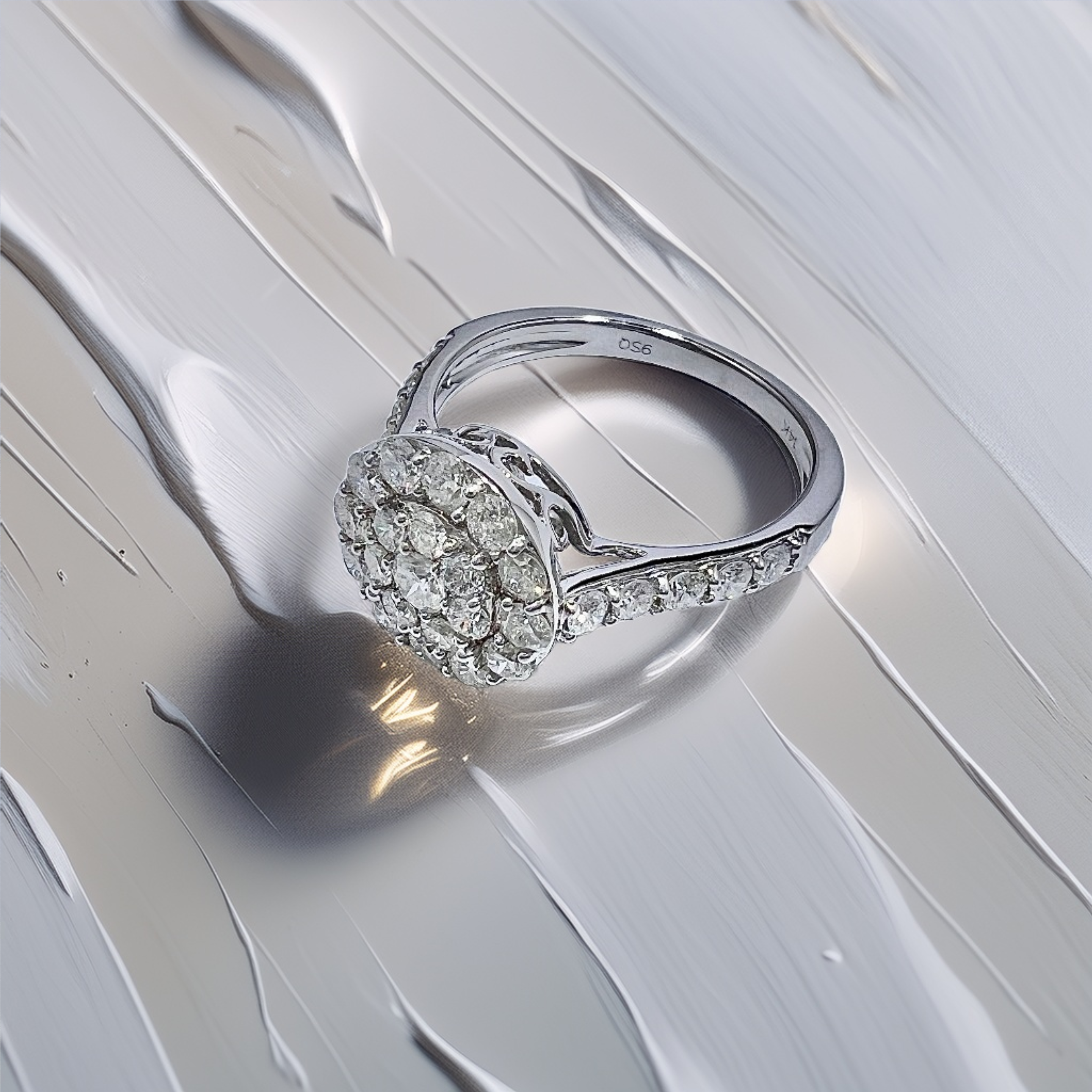 Cluster Halo Diamond Engagement Ring 1.20tcw