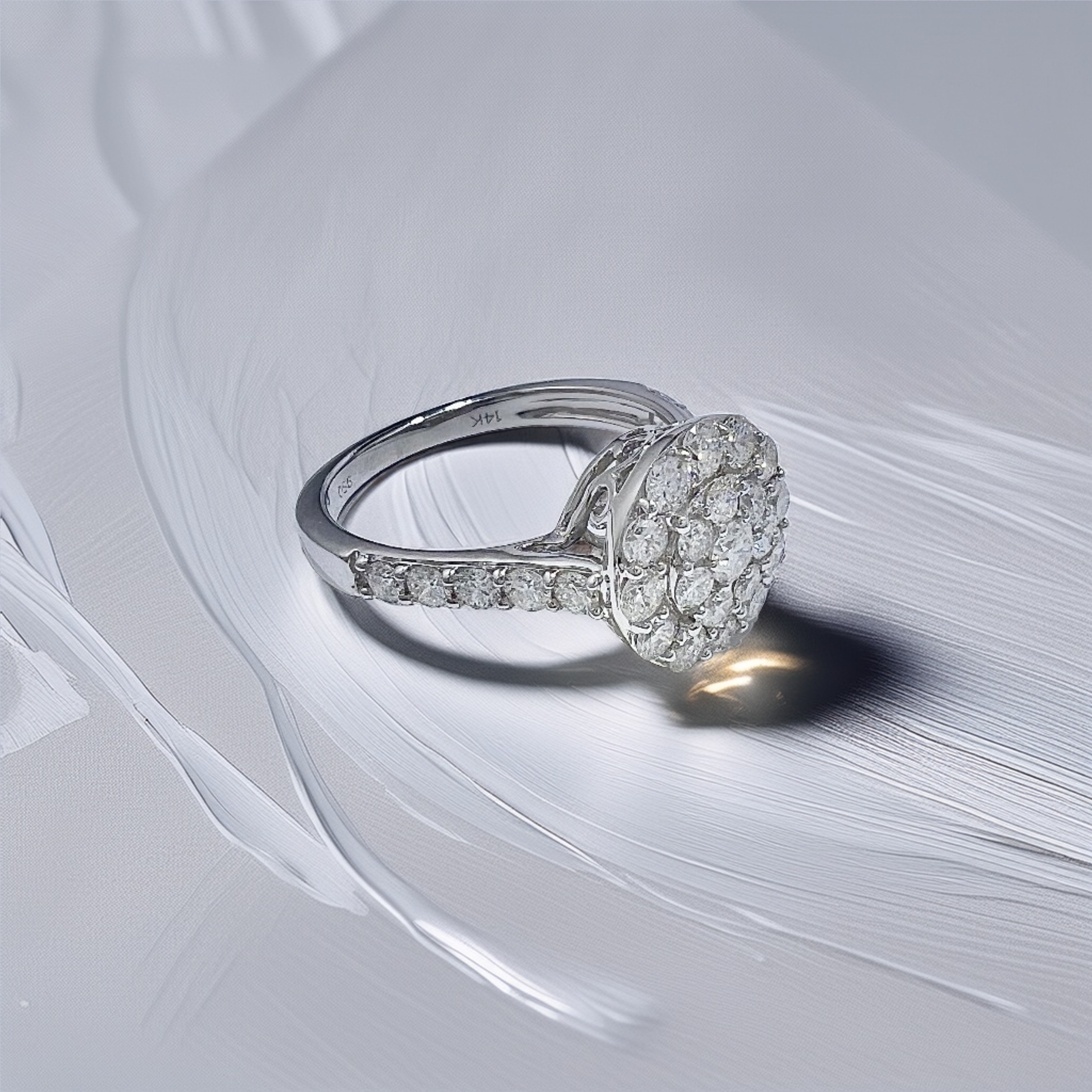 Cluster Halo Diamond Engagement Ring 1.20tcw