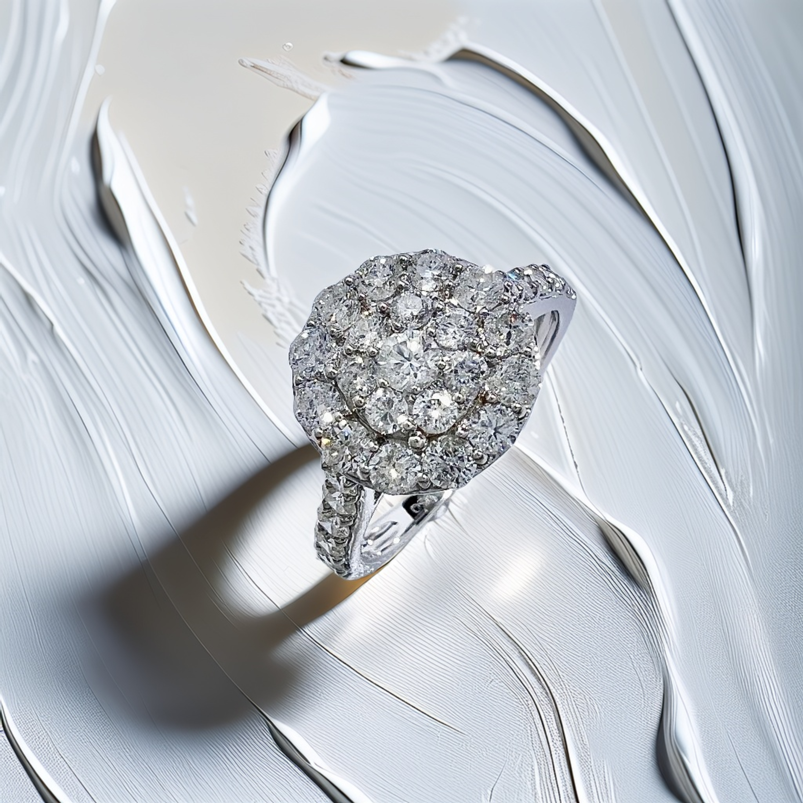 Cluster Halo Diamond Engagement Ring 1.20tcw