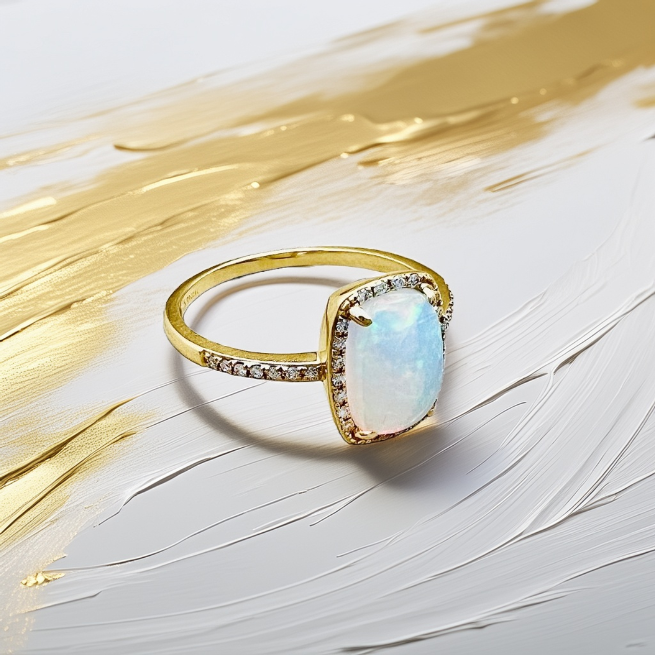 Cushion Opal Diamond Halo Ring 1.14tcw