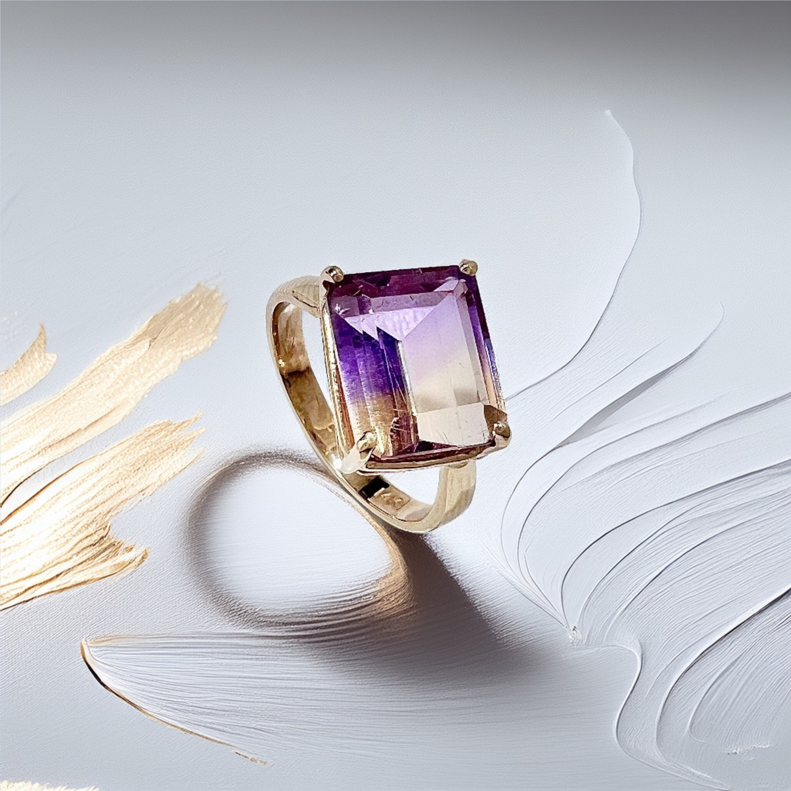 Emerald-Cut Ametrine Ring | Statement Ring
