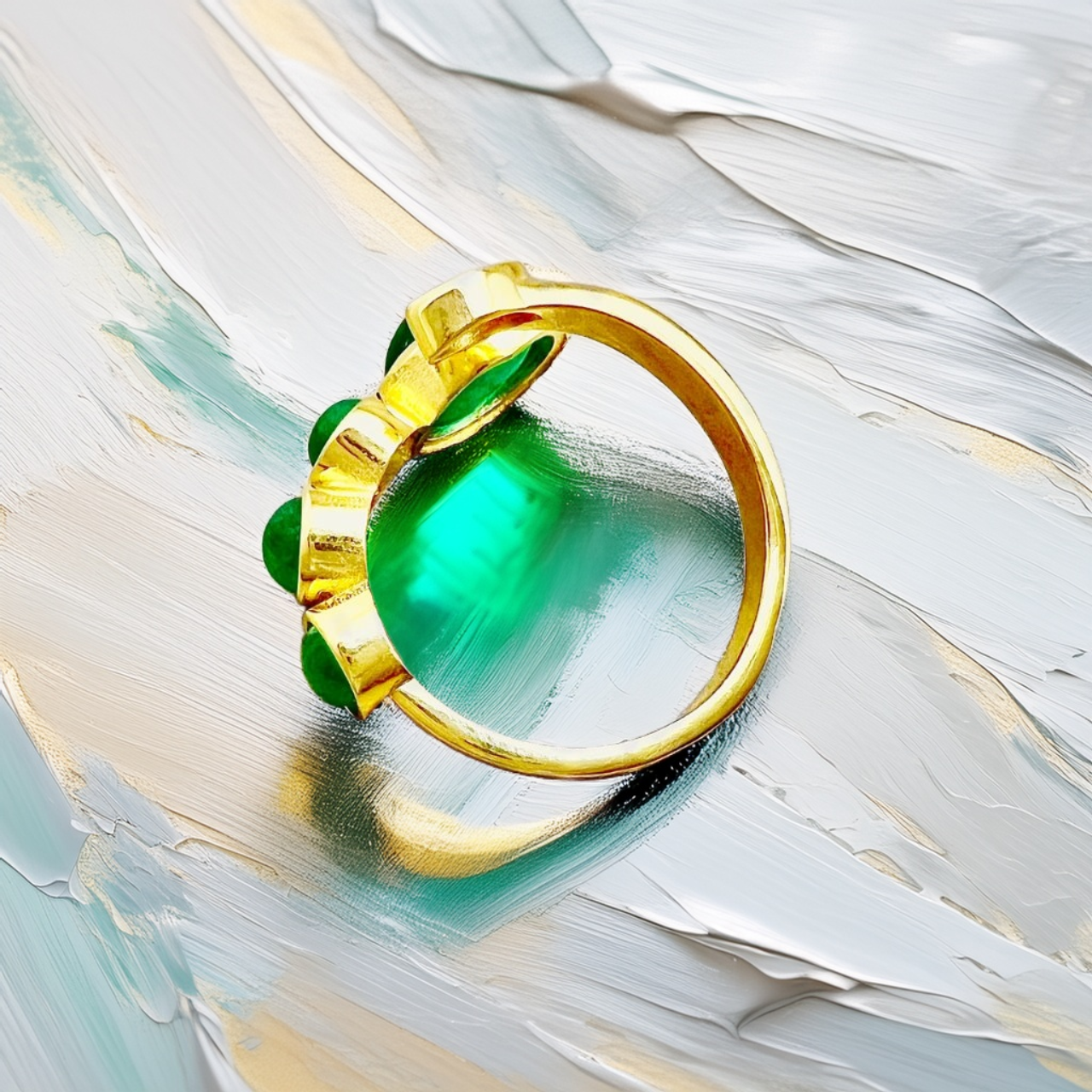 Naturae Serpentis - Unique 18 kt Gold Emerald Ring