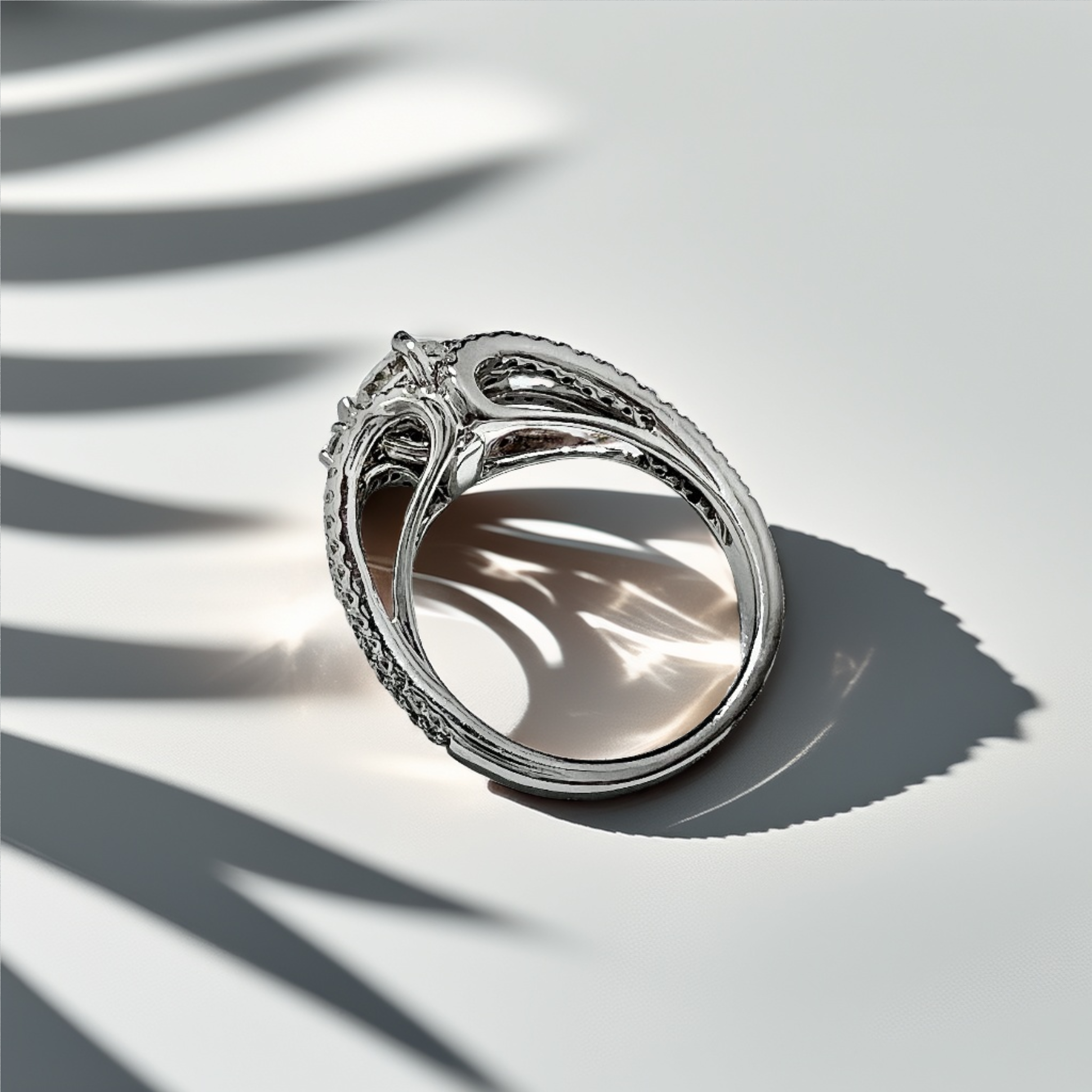 ¾ Round Diamond Engagement Ring Split Shank