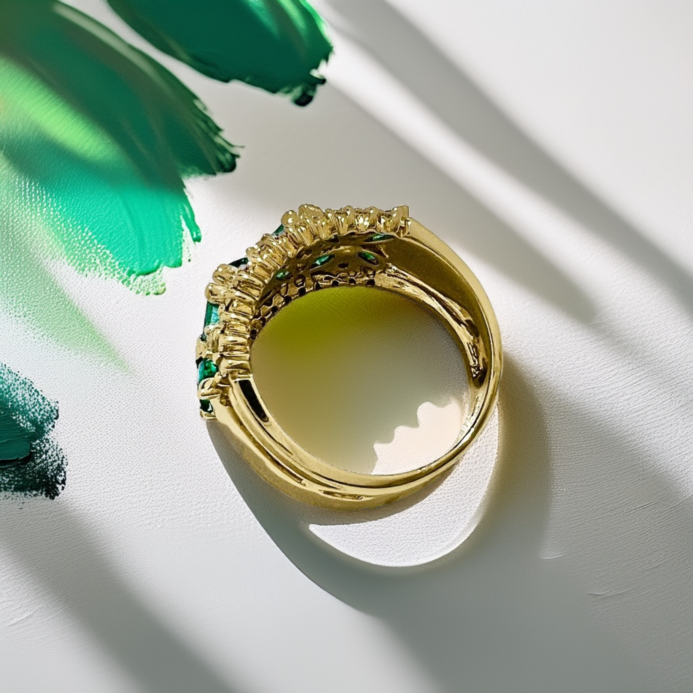 Floral Emerald Cocktail Ring