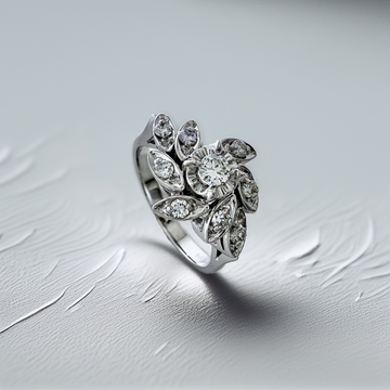 Floral Inspired Diamond Ring White Gold 0.15tcw