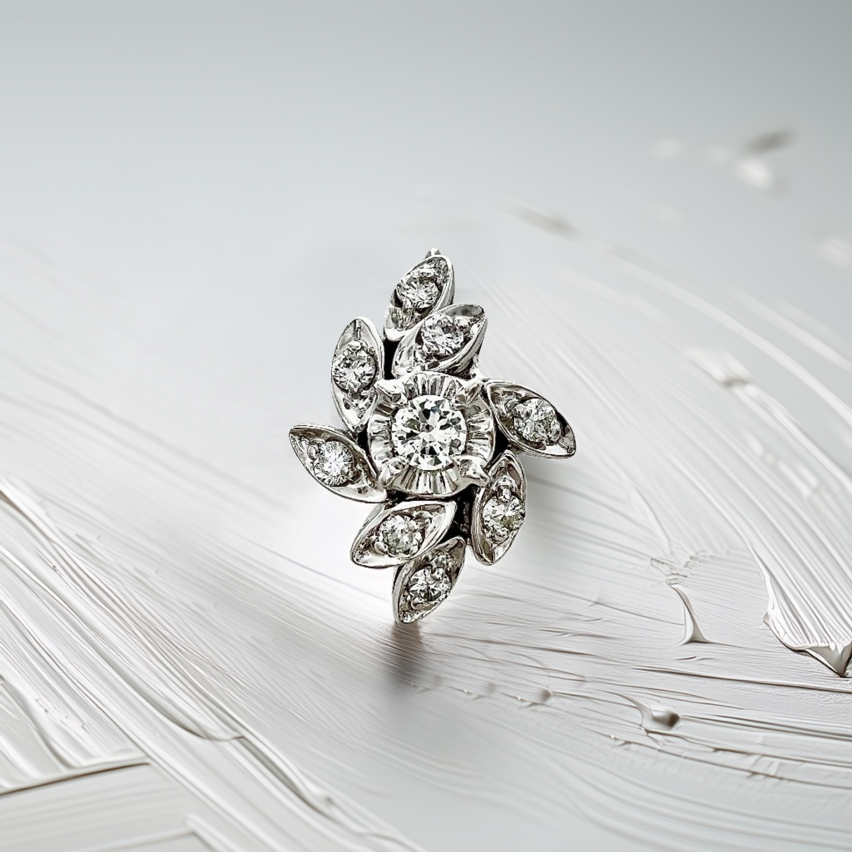 Floral Inspired Diamond Ring White Gold 0.15tcw