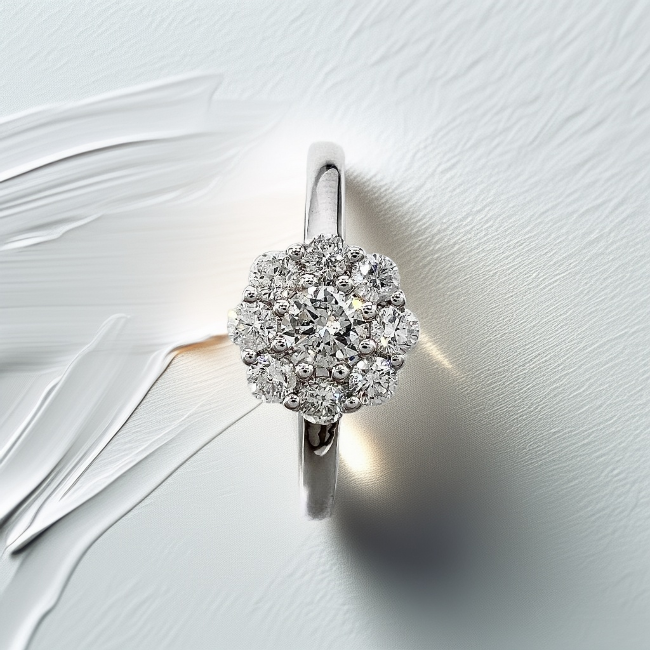 Flower Cluster Diamond Engagement Ring White Gold 0.44tcw