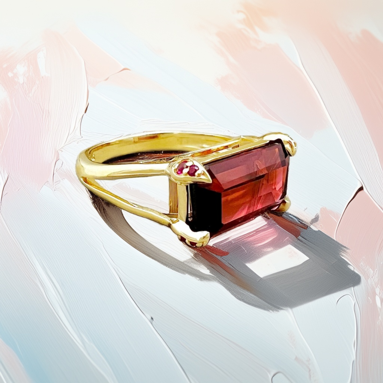Emerald-Cut Pink Tourmaline Ring 4.28tcw