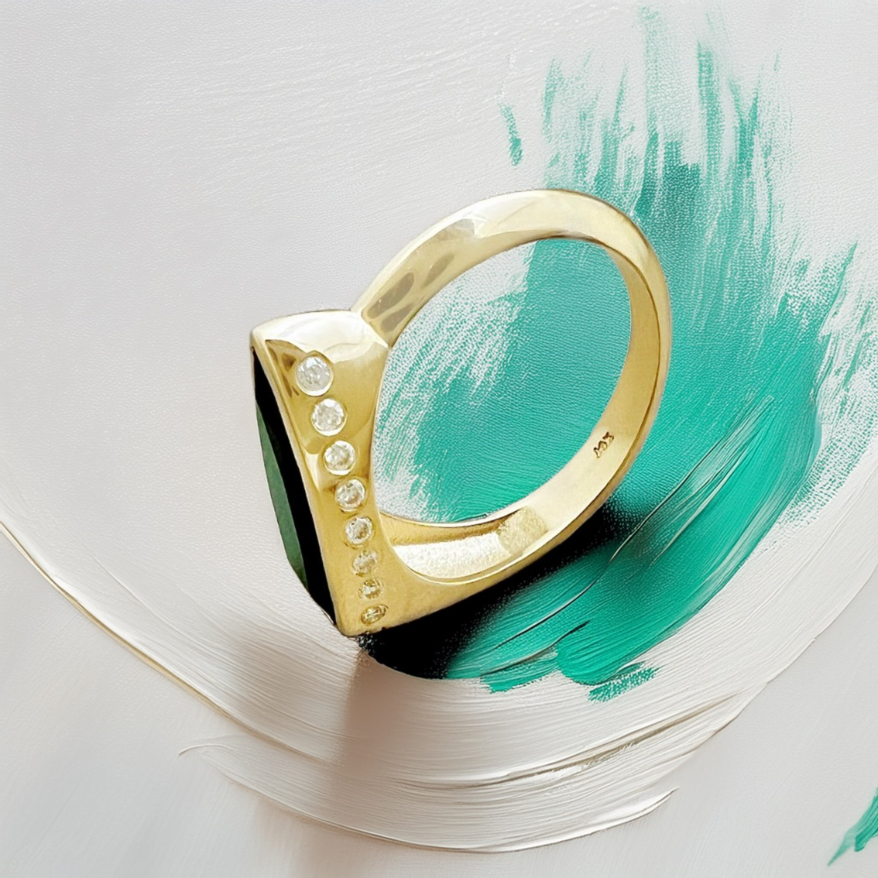 Spear-Cut Green Tourmaline Ring 3.92tcw