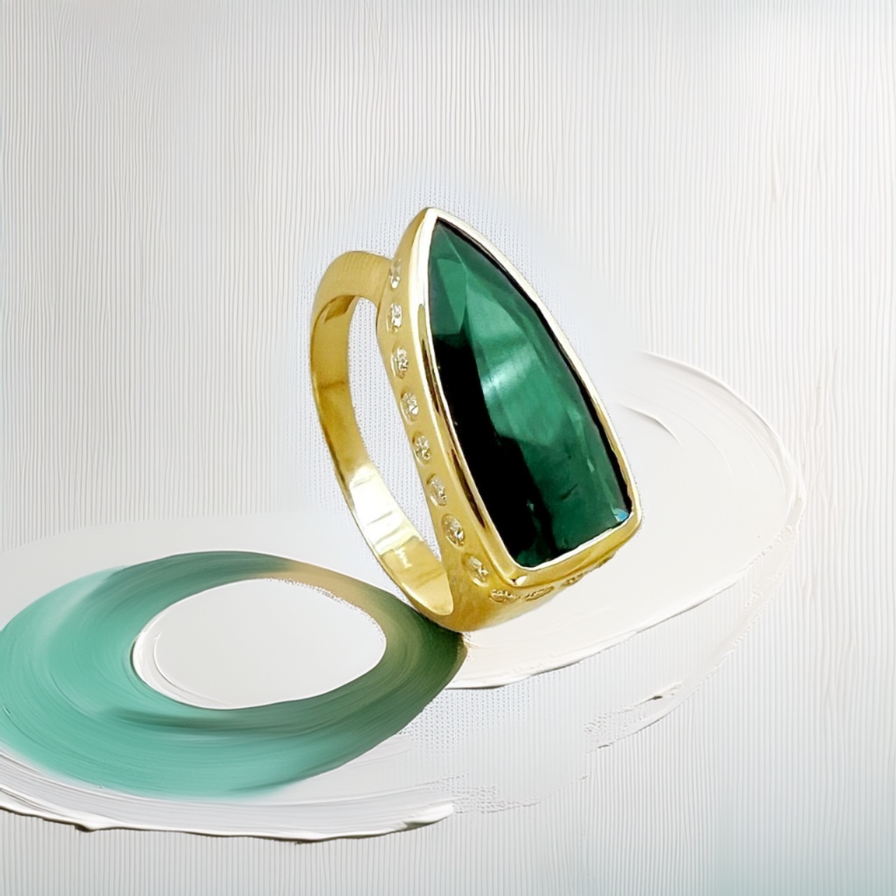 Spear-Cut Green Tourmaline Ring 3.92tcw