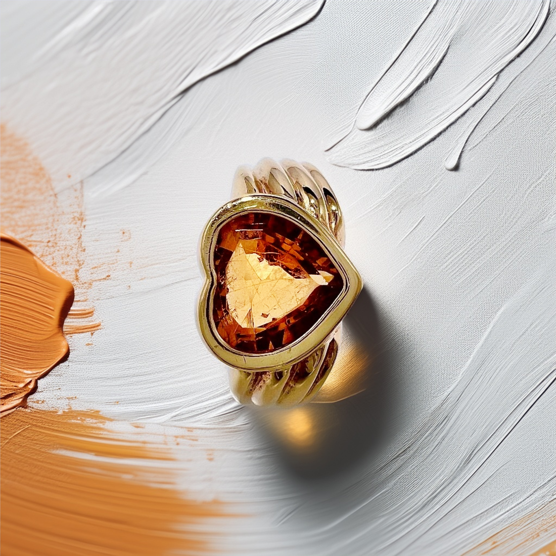 Heart Shape Citrine Ring Gold