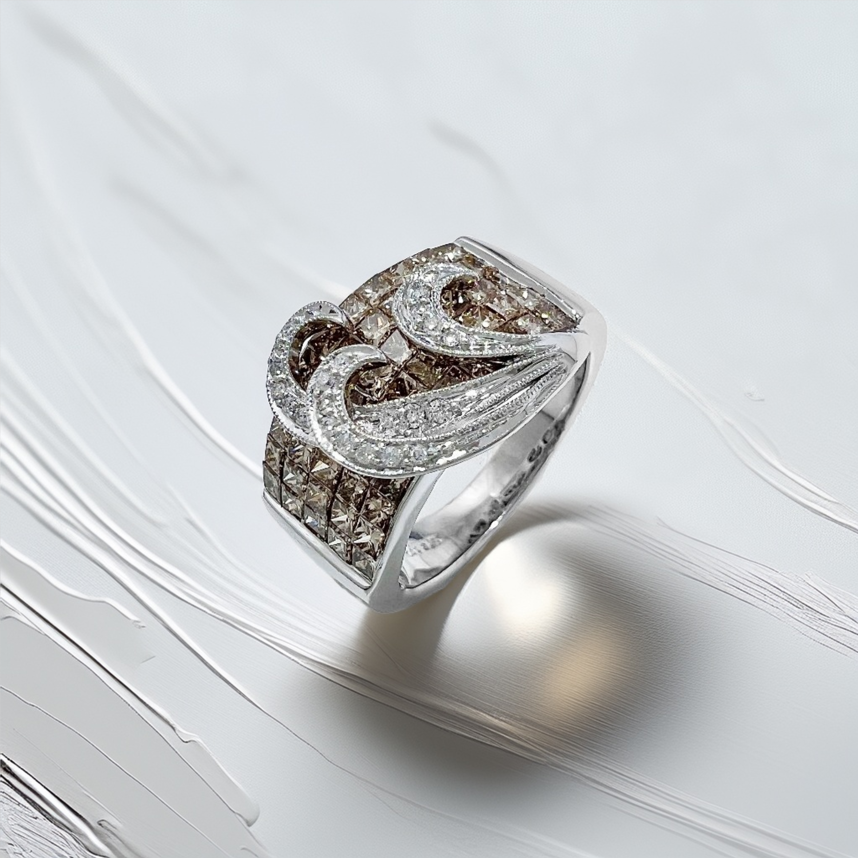 Champagne Diamond Floral Cocktail Ring 2.50tcw