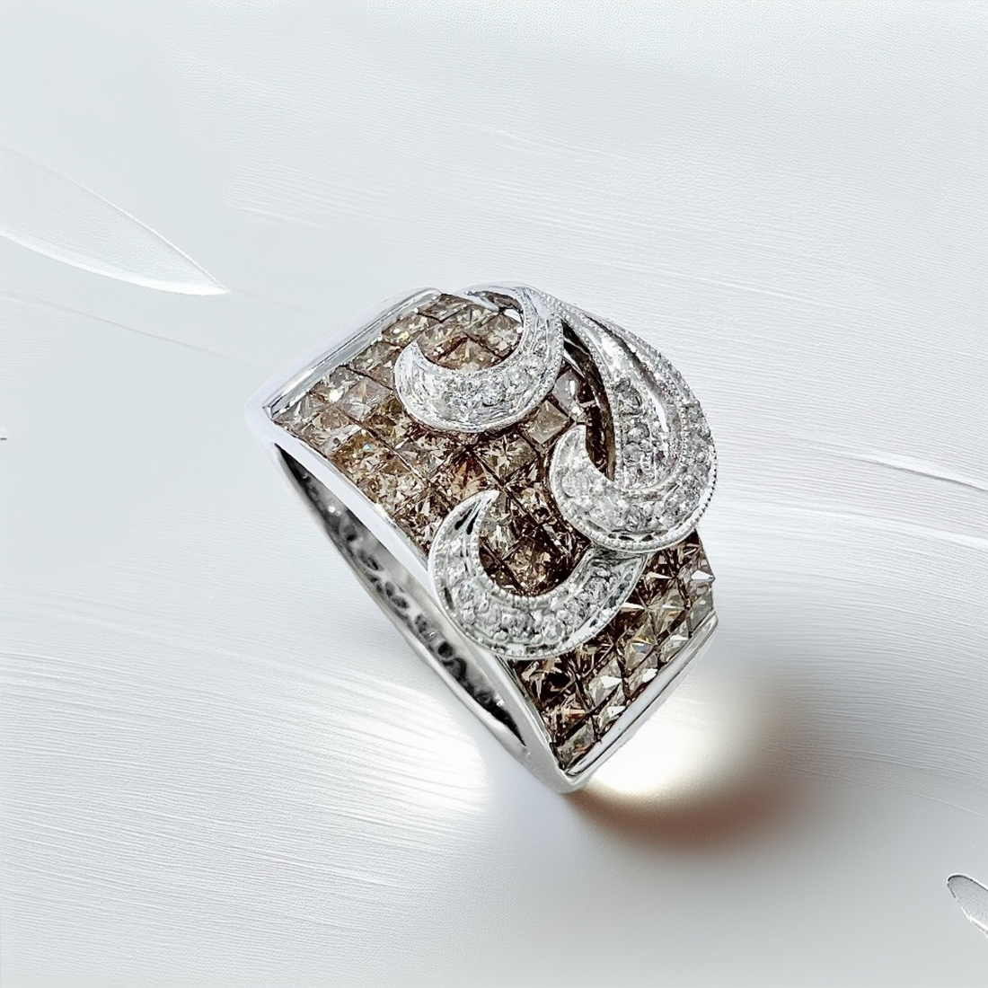 Champagne Diamond Floral Cocktail Ring 2.50tcw