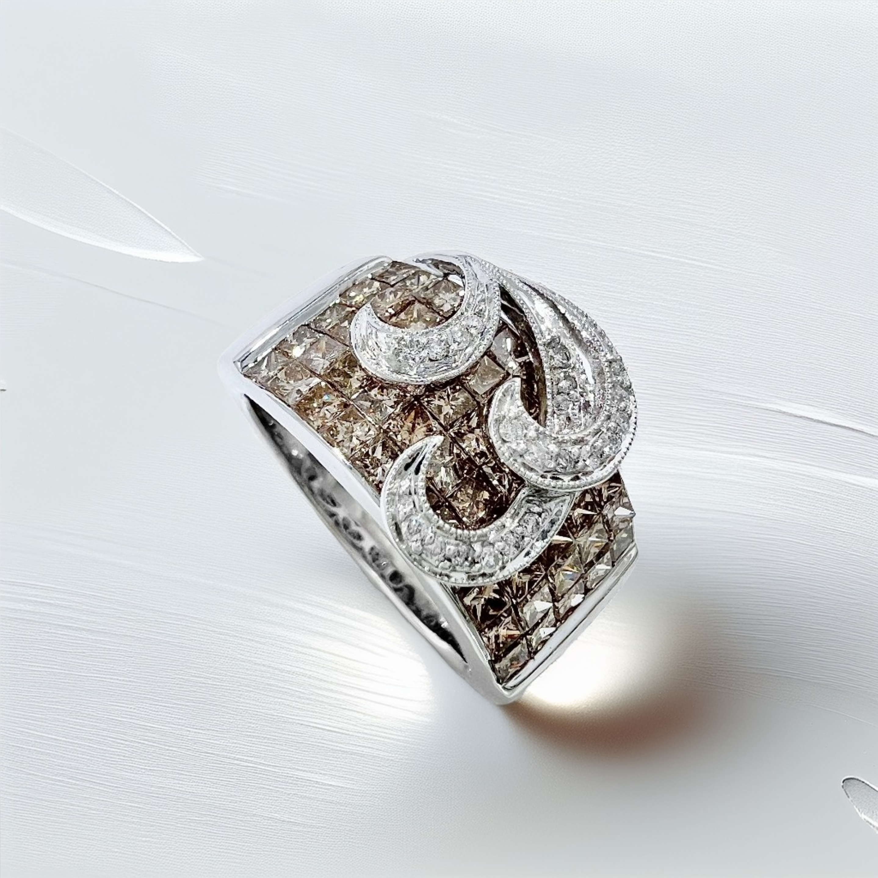 Champagne Diamond Floral Cocktail Ring 2.50tcw