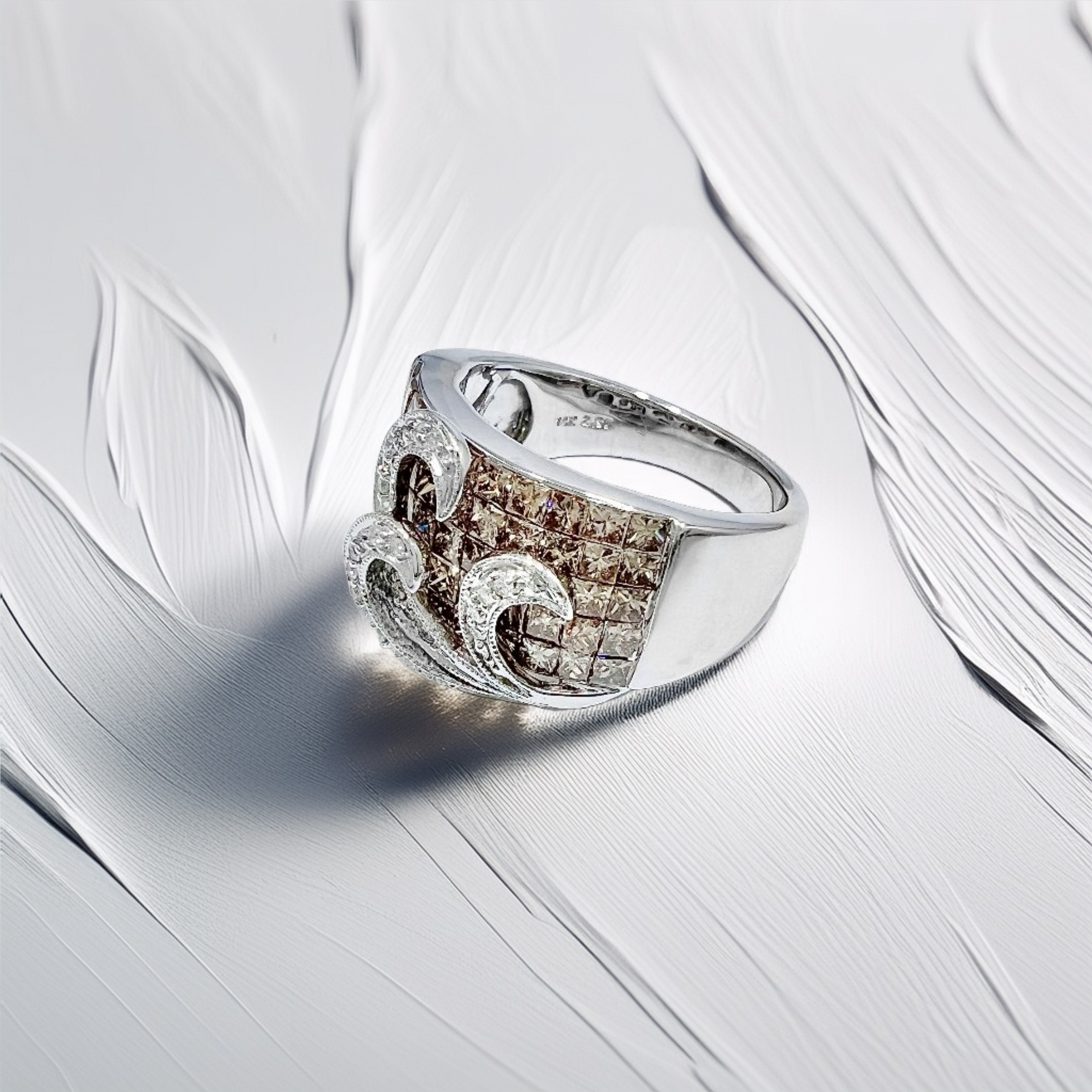 Champagne Diamond Floral Cocktail Ring 2.50tcw