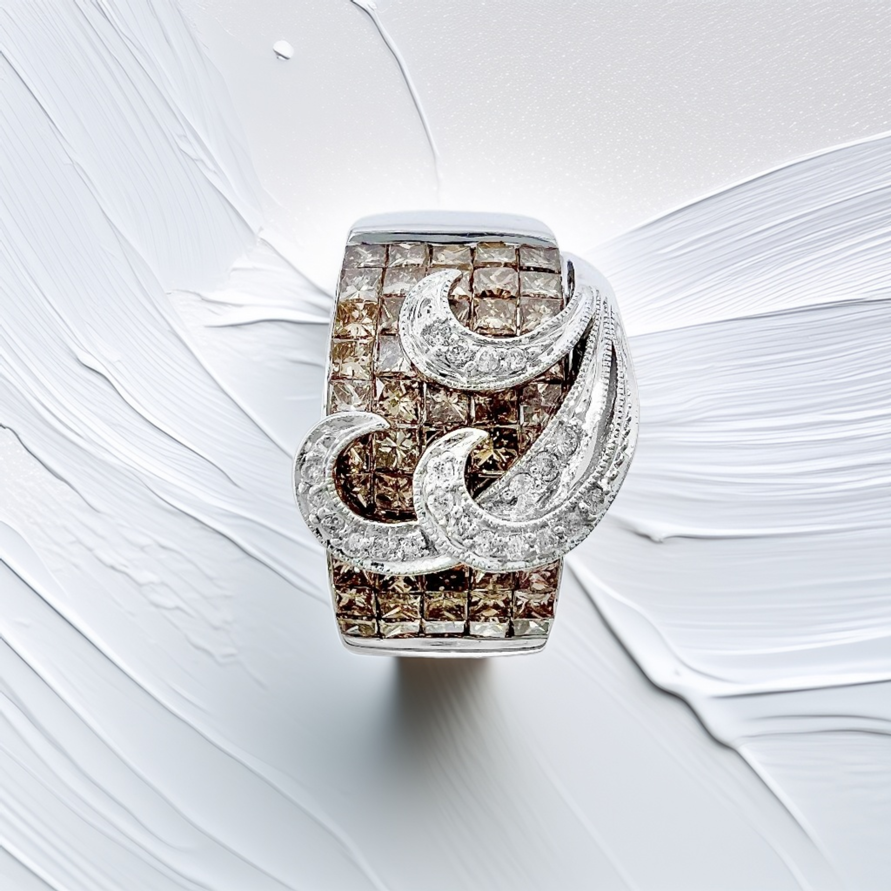 Champagne Diamond Floral Cocktail Ring 2.50tcw