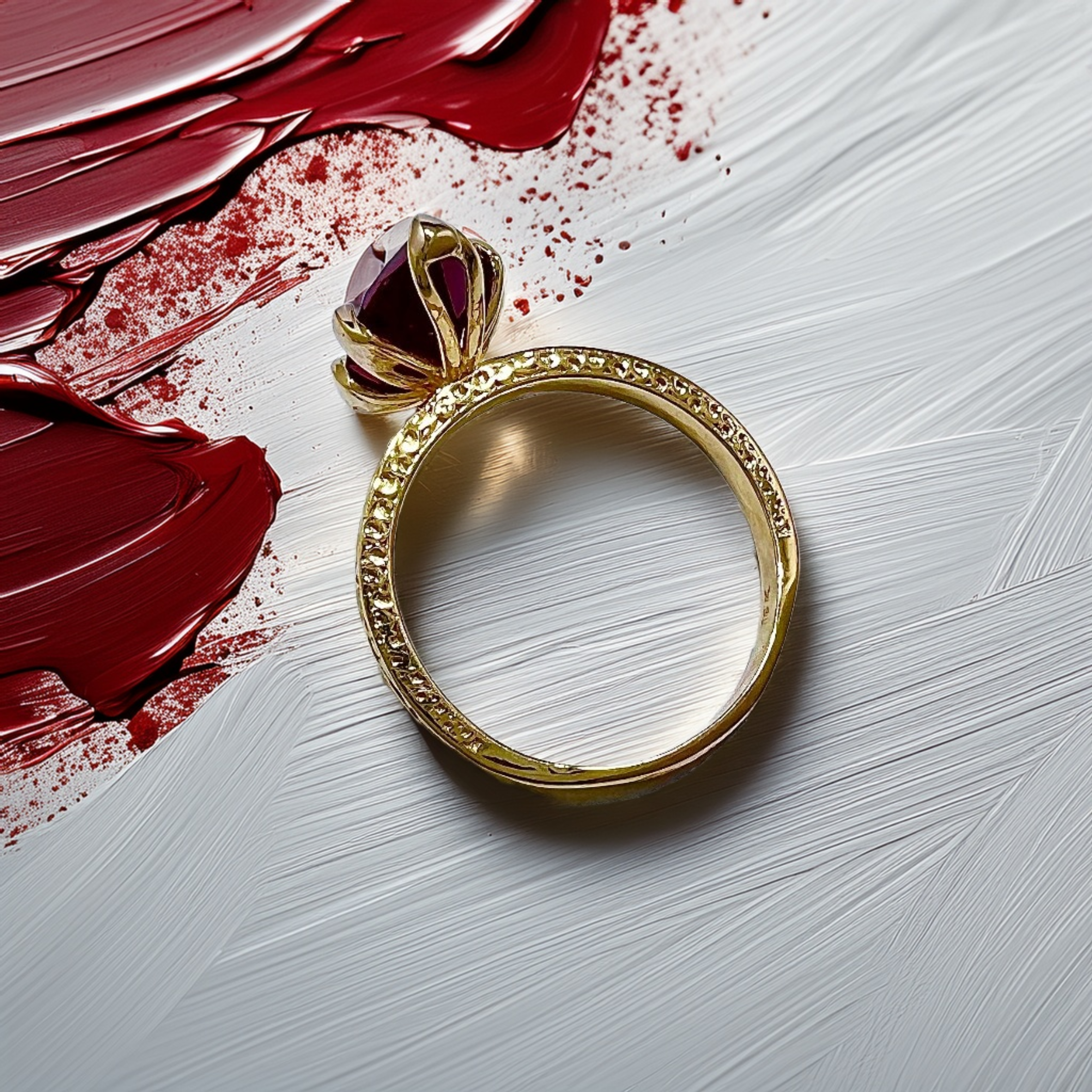 Marquise Ruby Engraved Ring | Statement Ring