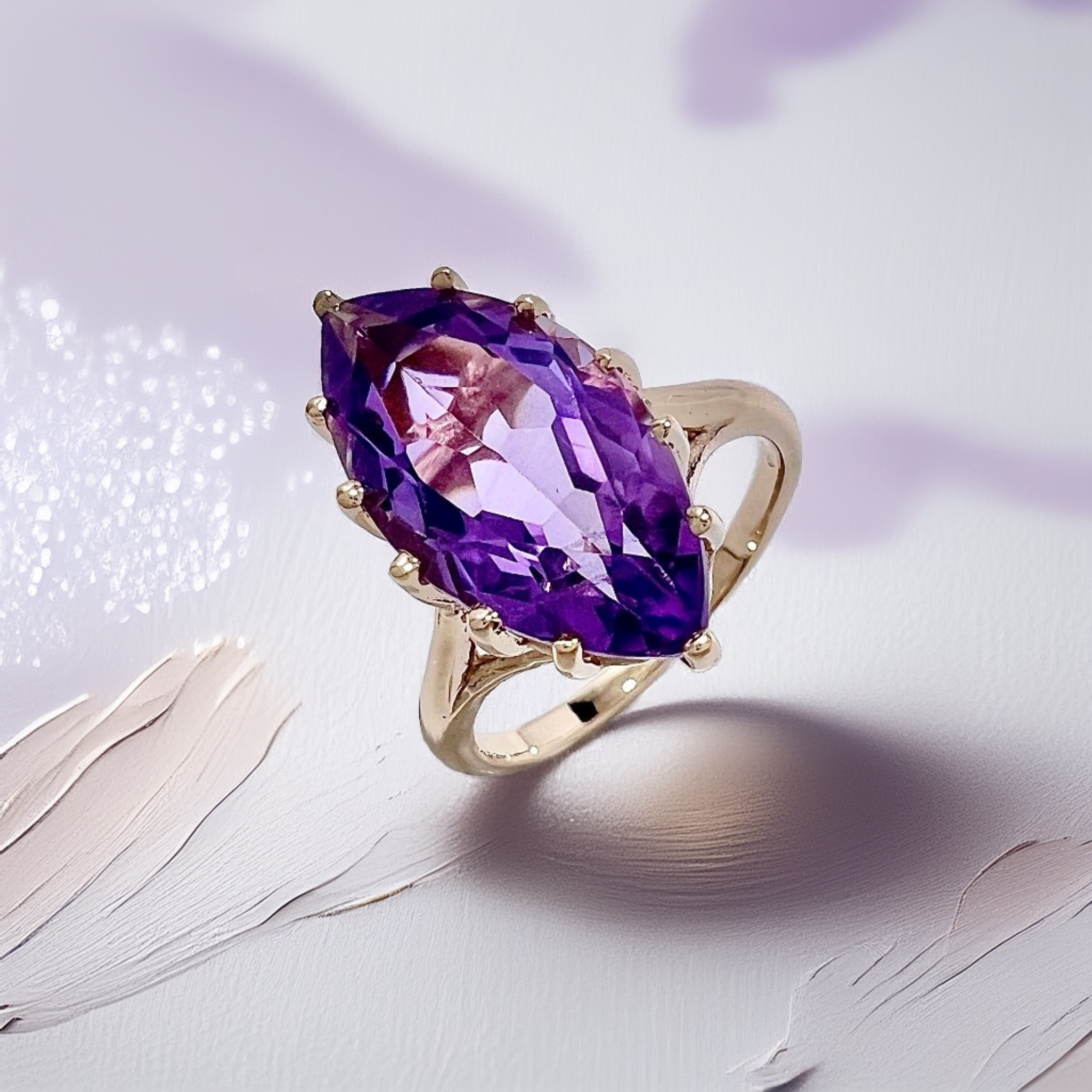 Marquise Amethyst Ring | Statement Ring