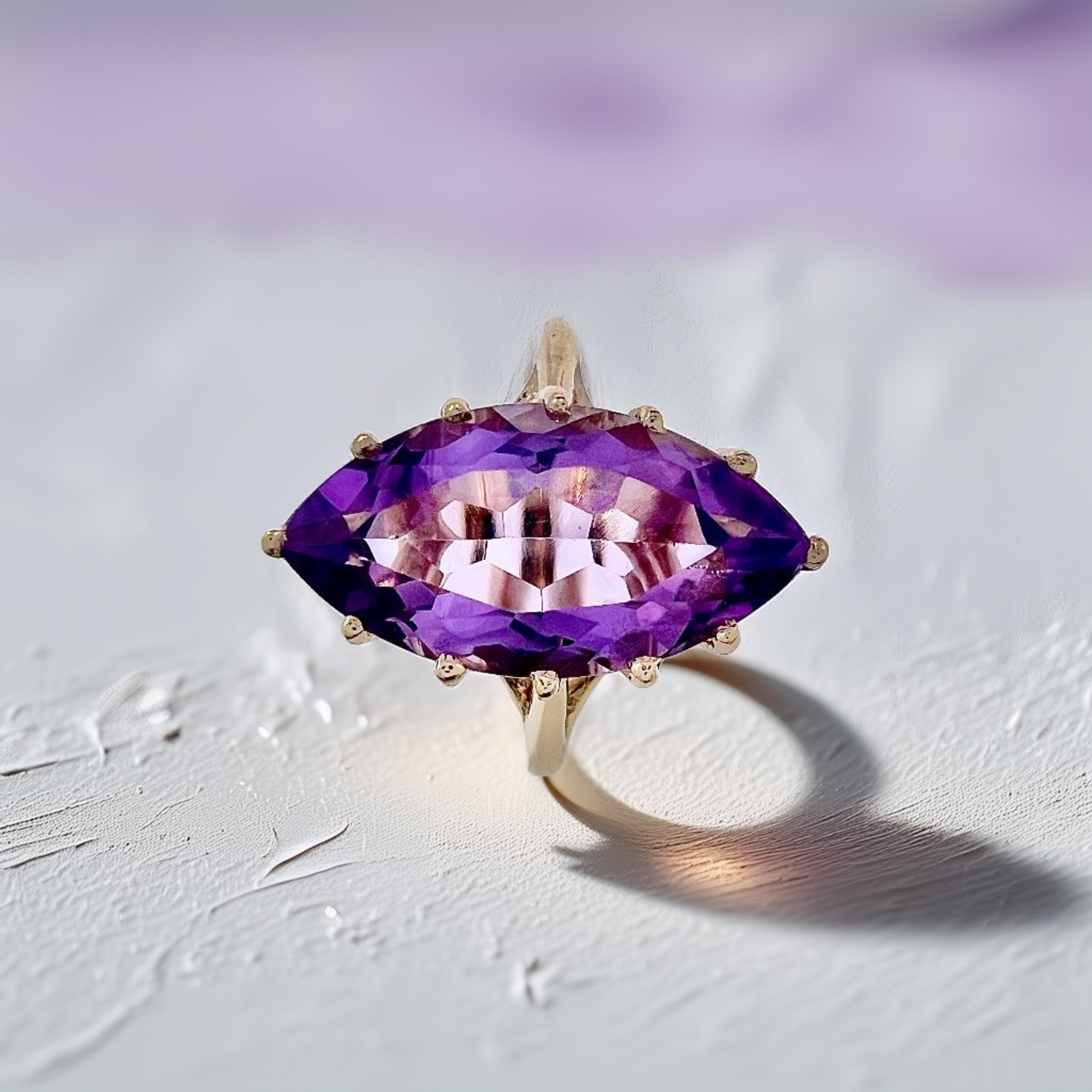 Marquise Amethyst Ring | Statement Ring