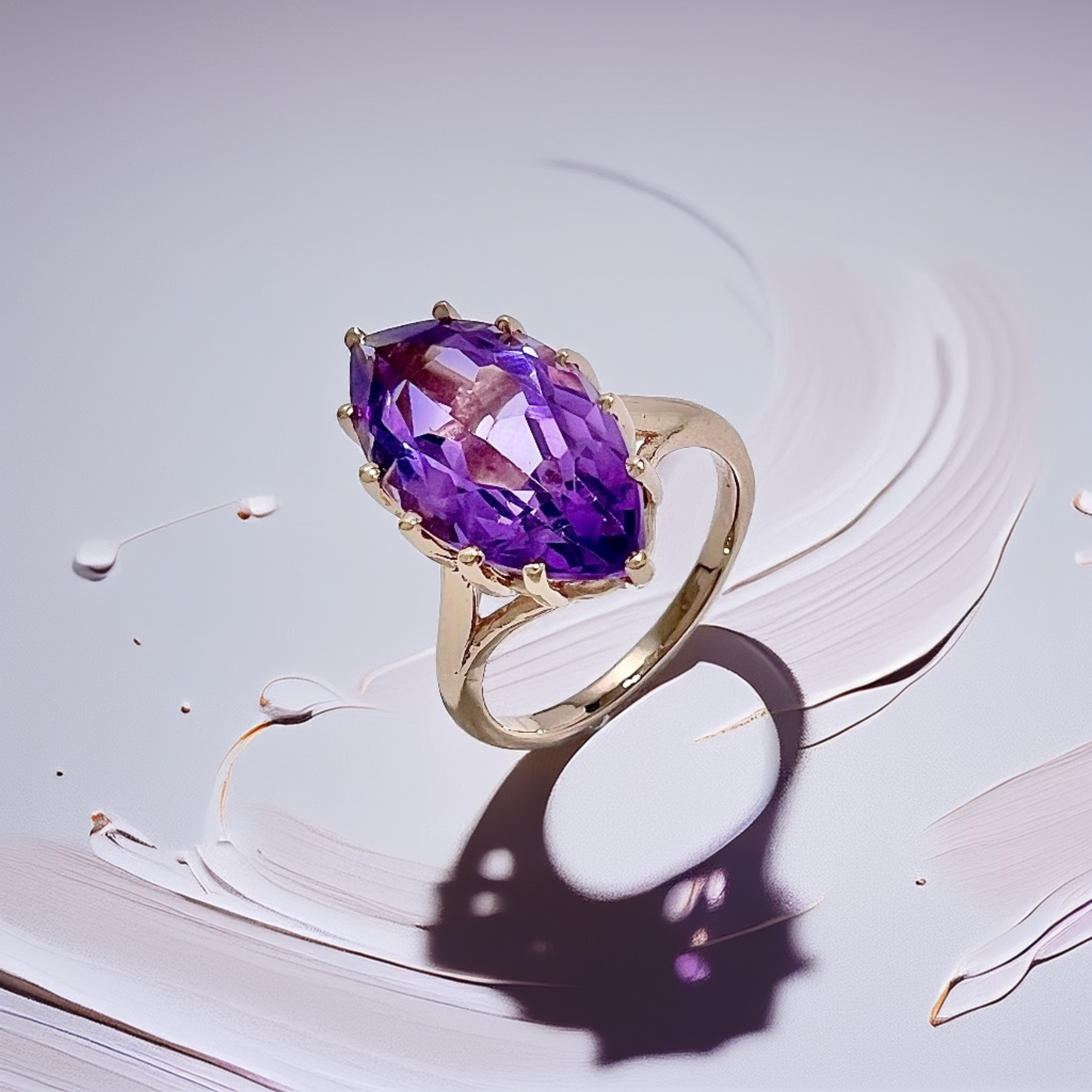 Marquise Amethyst Ring | Statement Ring