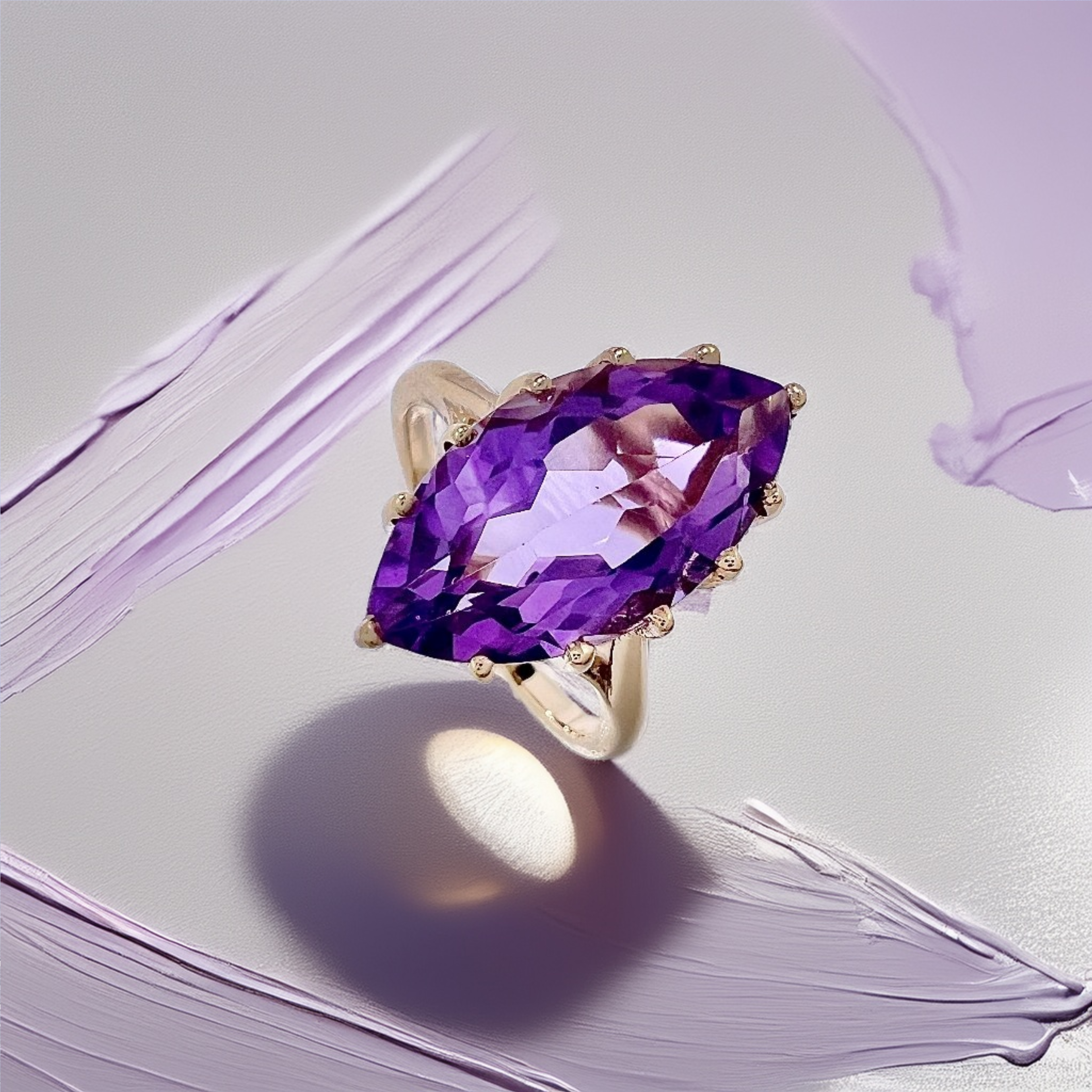 Marquise Amethyst Ring | Statement Ring