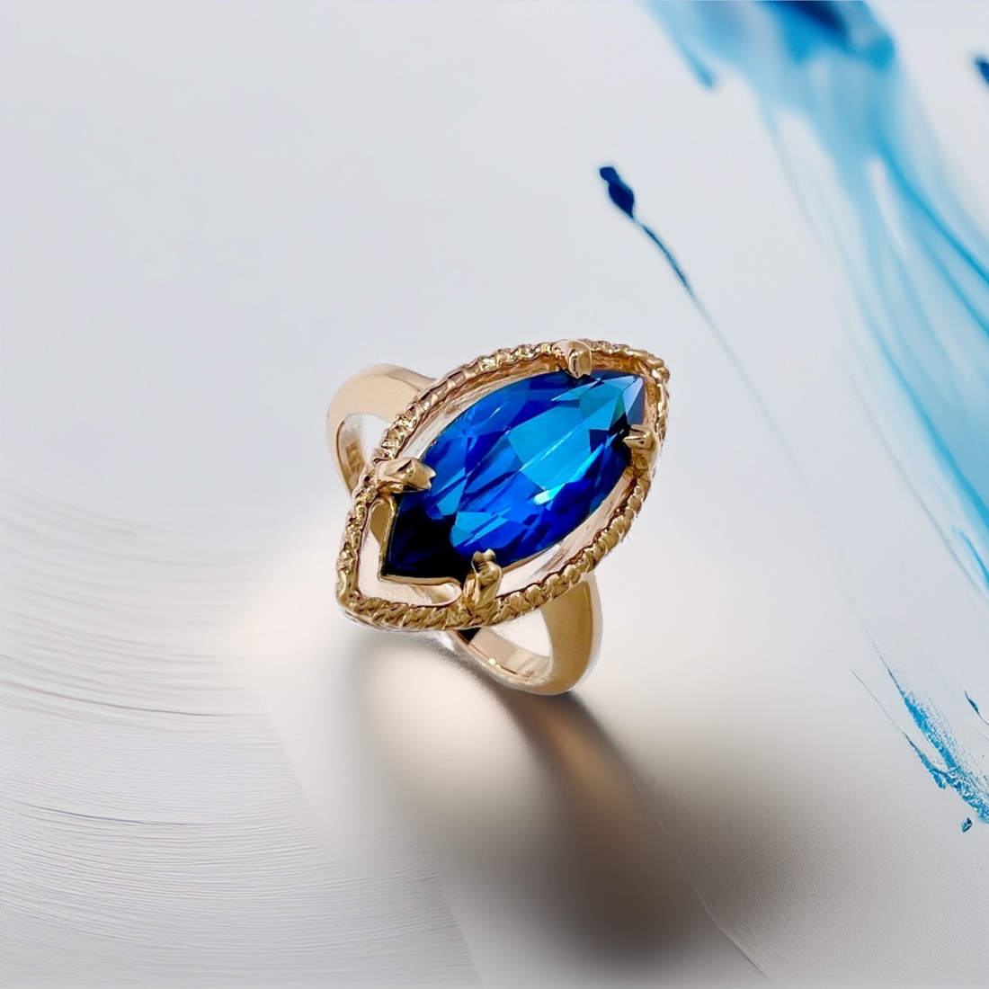 Marquise Blue Topaz Ring | Statement Ring